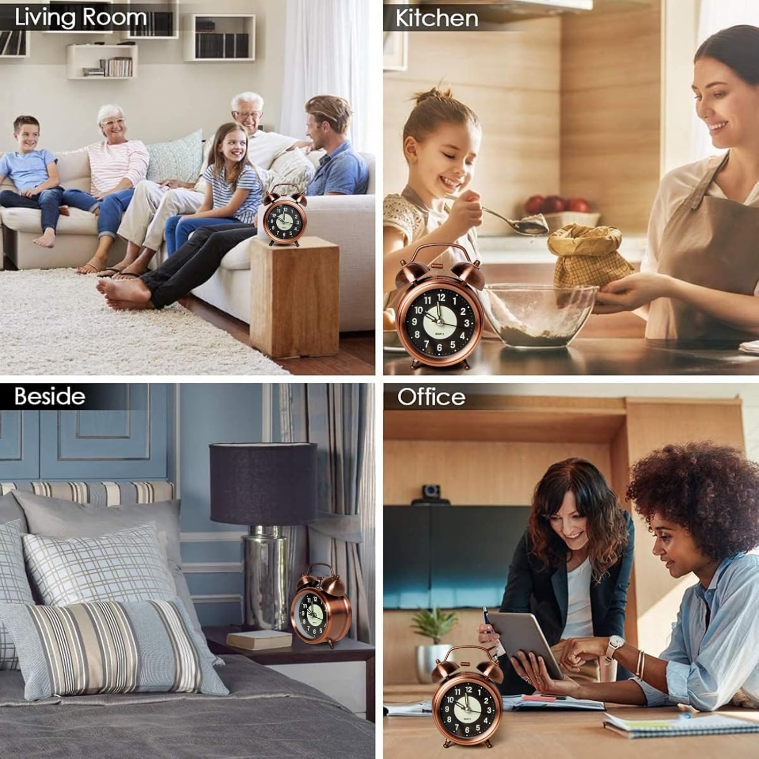 RUCON Retro Alarm Clock - Loud & Night Light -5