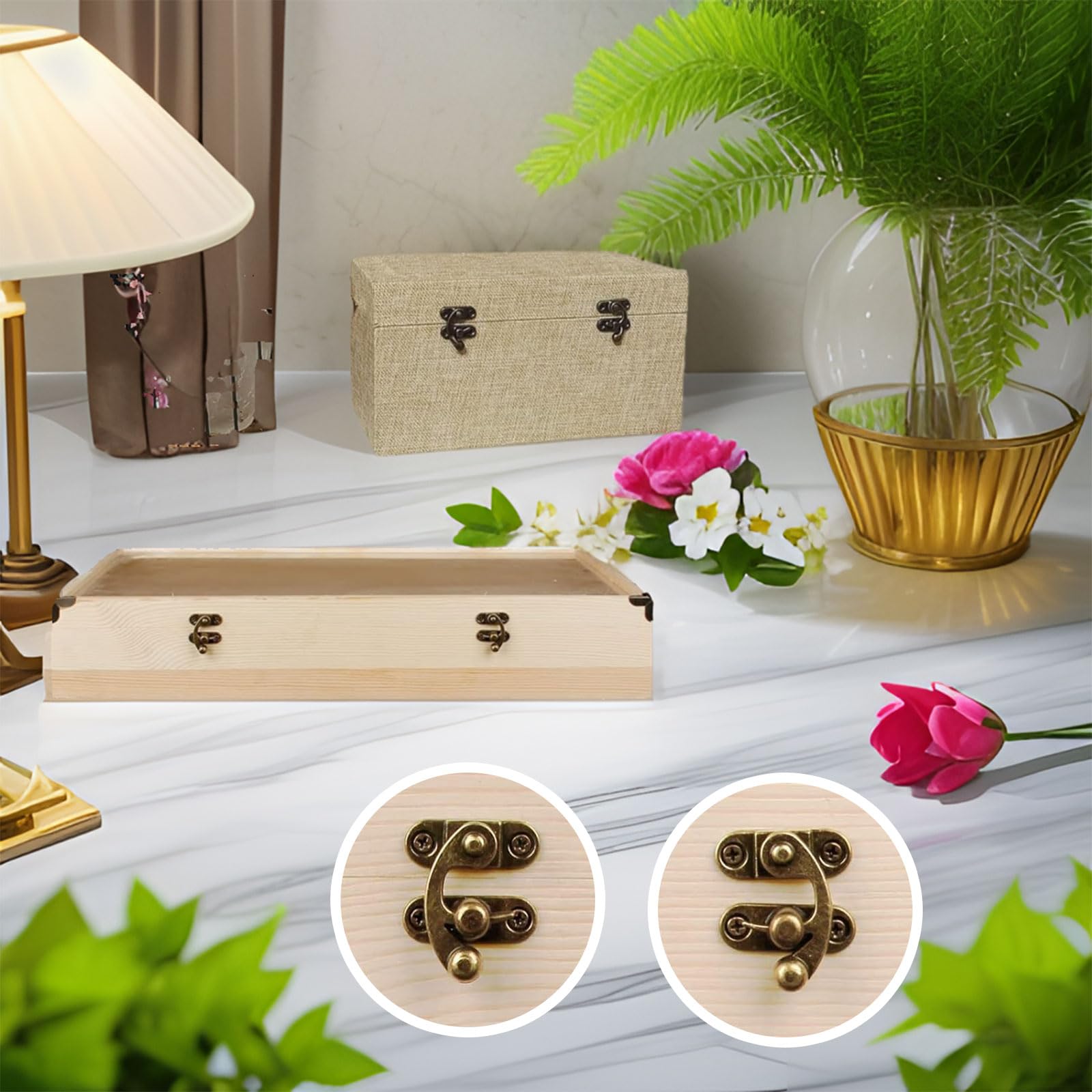 Lot De 20 Fermoirs Vintage NIYATA Pour Boîte En Bois - Crochets Gauche/droit En Fer Antiquité Avec Vis (32x27mm)