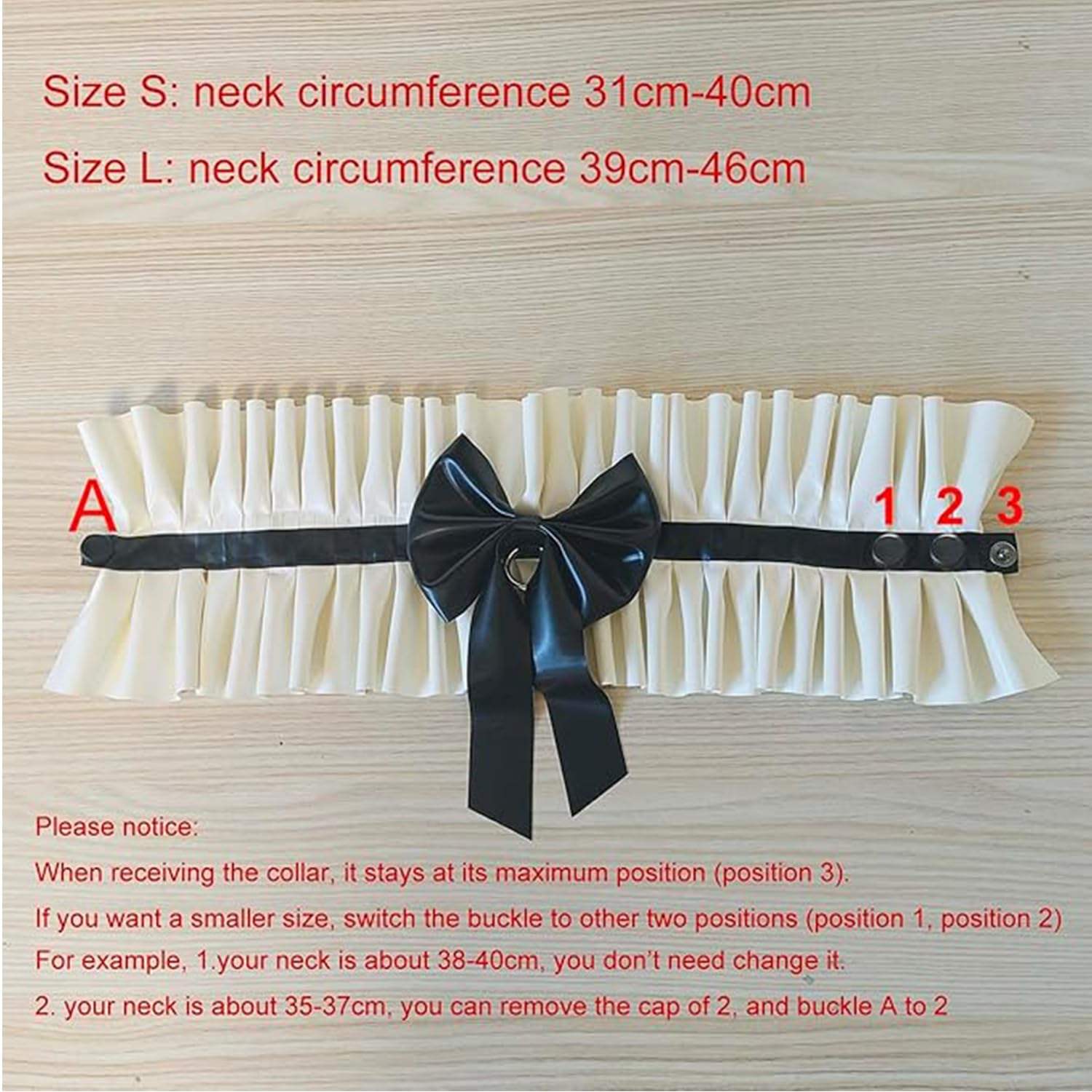 Negro Cuello Látex Encaje Para Mujer,Hecho a Desmontables Cuello Falso Plisado Decorativo Mano,Adecuado pare Accesorios Disfraces Cosplay