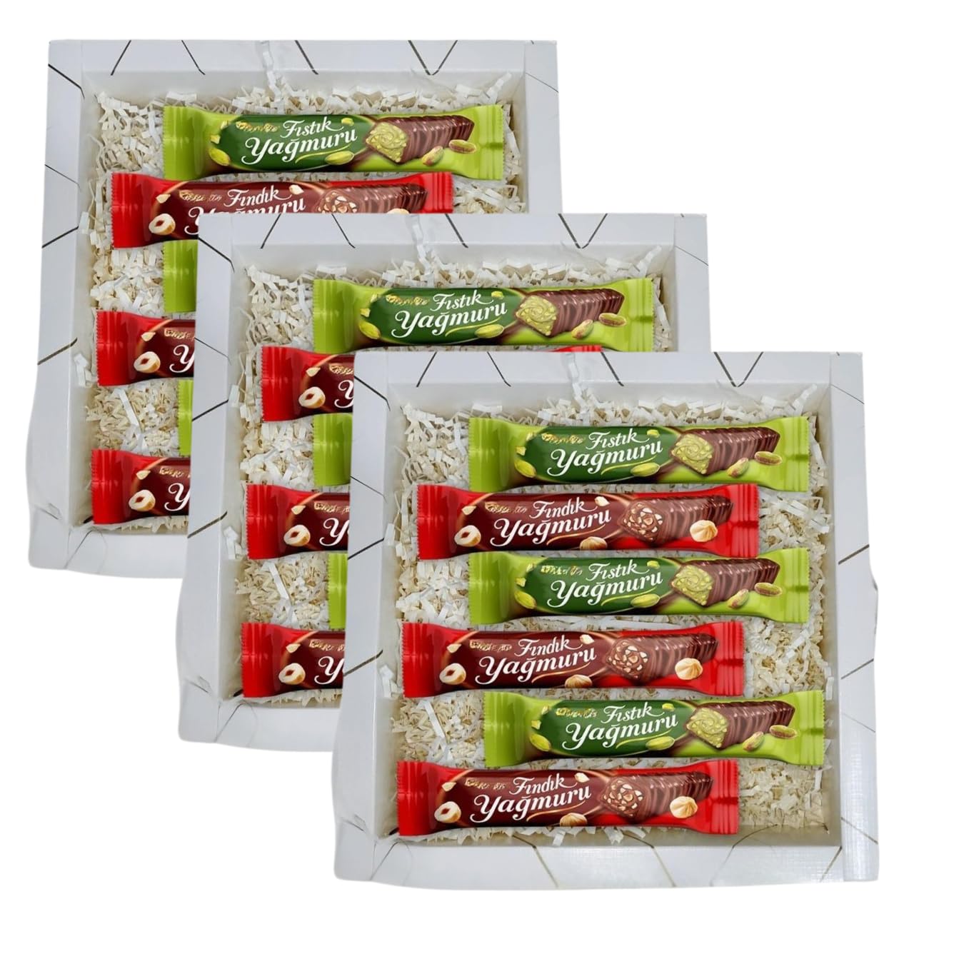 Chocolate Rain Treat Pack, 3 Pieces Hazelnut Rain 1.41 oz, 3 Pieces Pistachio Rain 1.41 oz, Eid, Valentine's Day, (Pack of 3)