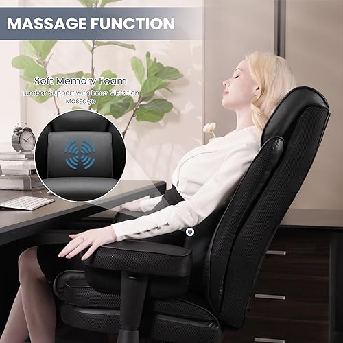Miniatura 4 de BOSMILLER Silla de oficina grande y alta, silla de escritorio de masaje mecedora de 500 libras, silla de oficina ejecutiva ergonómica con
