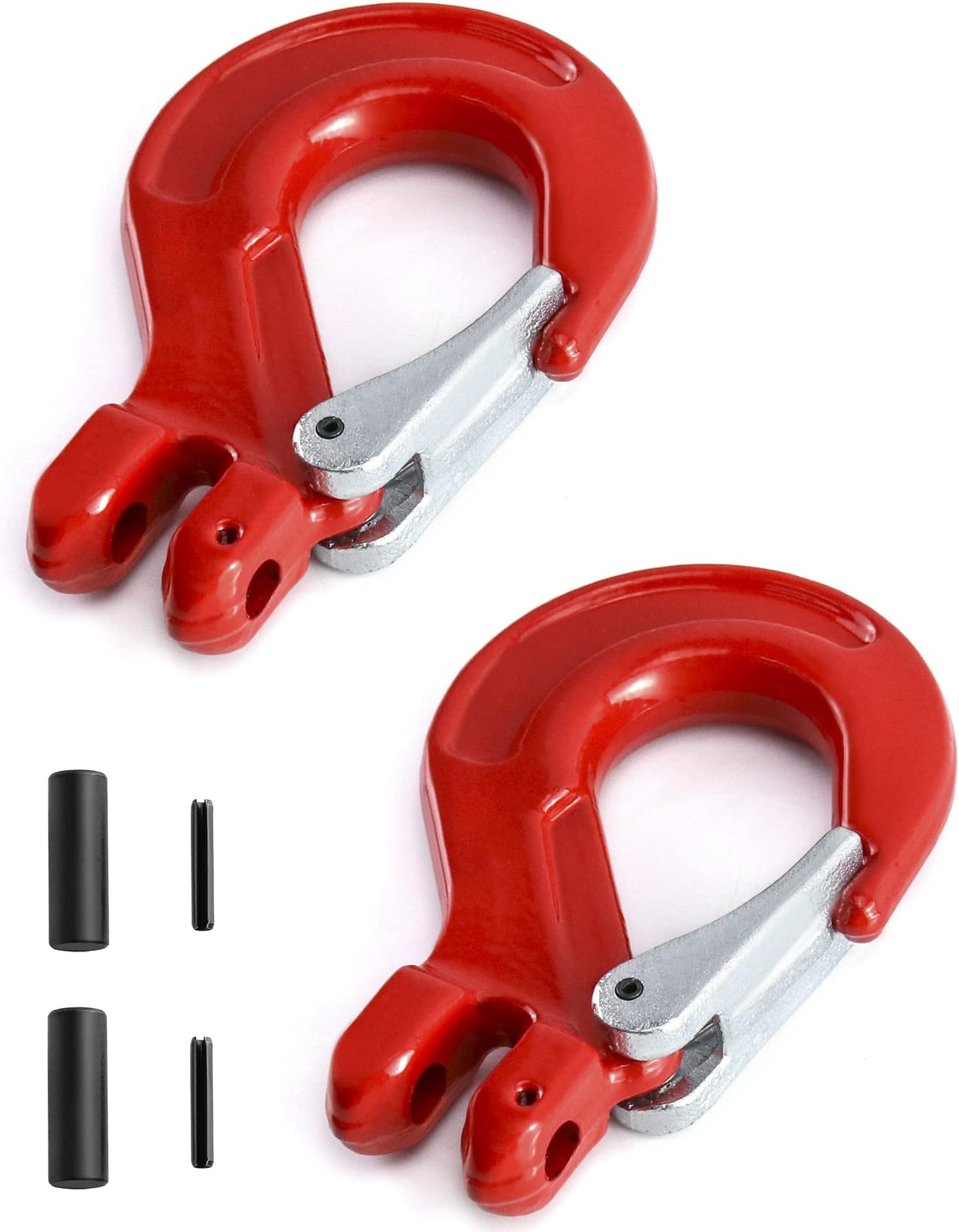 QWORKQWORK Clevis Slip Hook with Latch, 2 Pack,3/8", 4400 lbs Load Limit, Grade 80 Drop Forged Alloy Steel