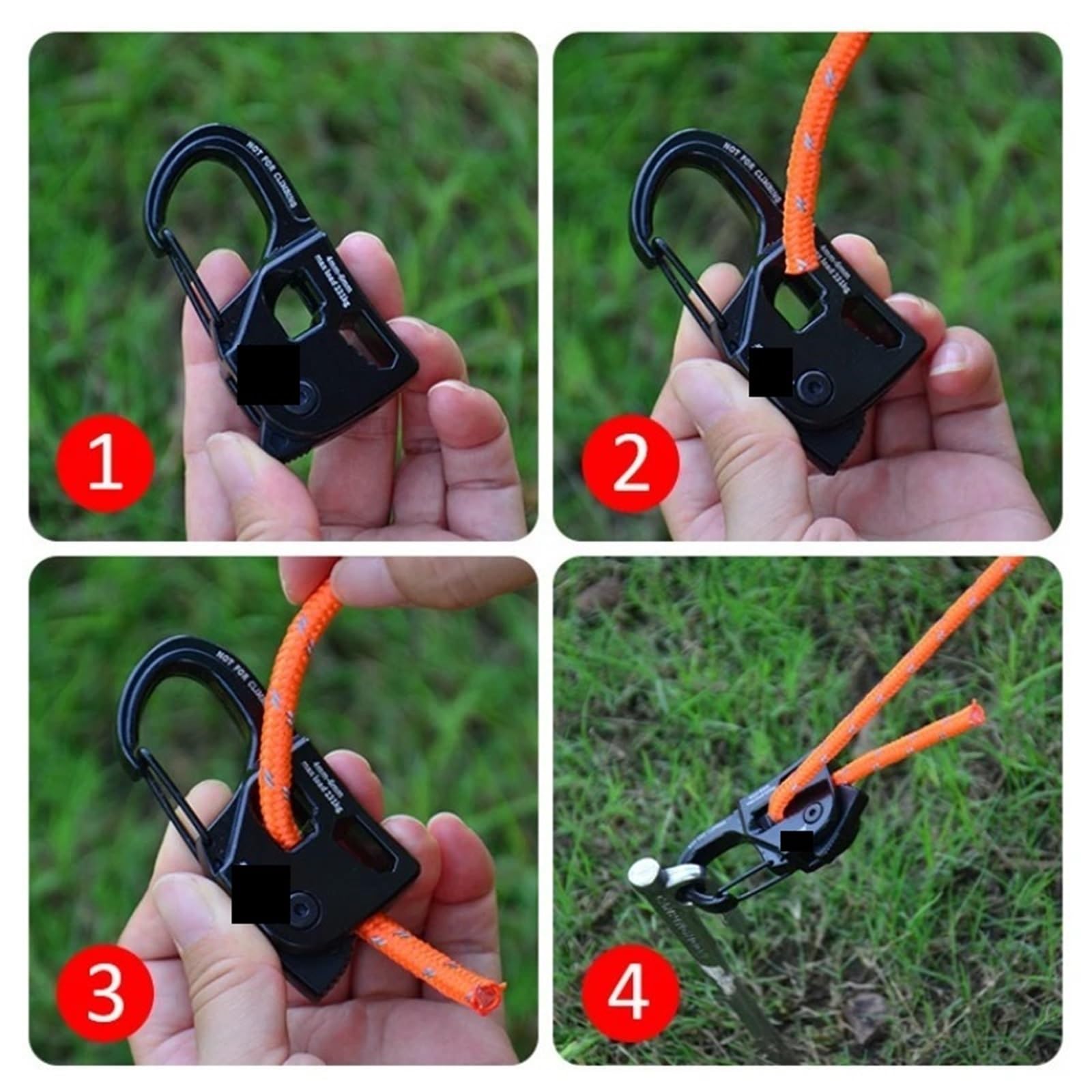 Tendeur de corde tente en alliage d'aluminium, ajusteur charge solide 8M, boucle cordon coupe-vent Portable, accessoire Camping/randonnée/bâche pour le camping(XL 8mm-8M Rope OR)