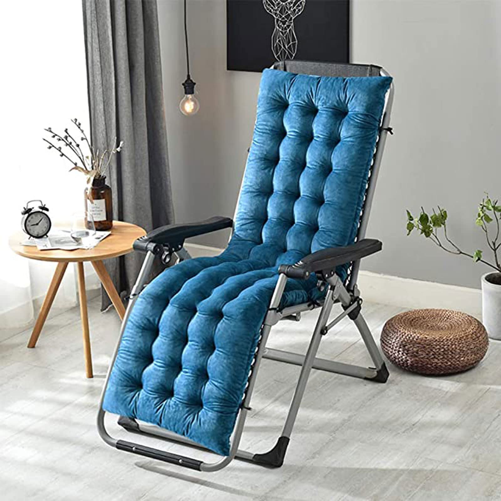 Coussin De Chaise Longue Bain De Soleil Épais Transat De Jardin Coussin pour Relax Lounge Epais Terrasse Cousse De Bain De Soleil (Blue)