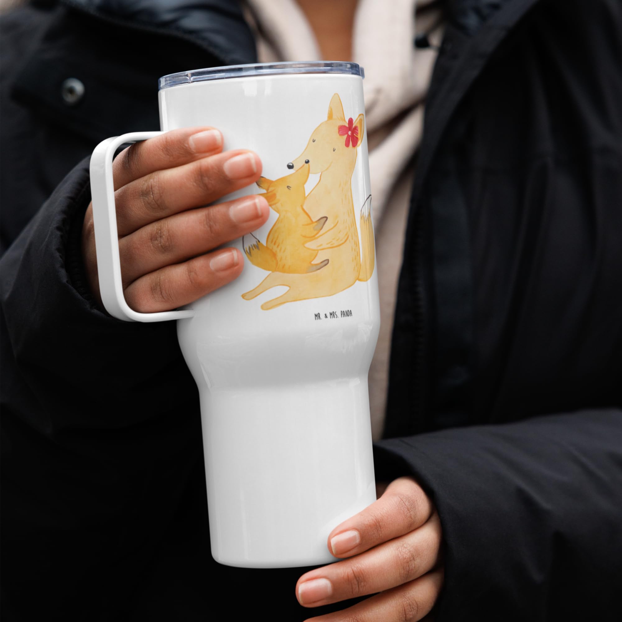 Mr. & Mrs. Panda Thermobecher Fuchs Mama - Geschenk, Teetasse, thermosbecher, Edelstahl Tasse, Schoß, Mutter, Muttertag, Tochter, getränkebecher, Kaffee-to-go-Becher