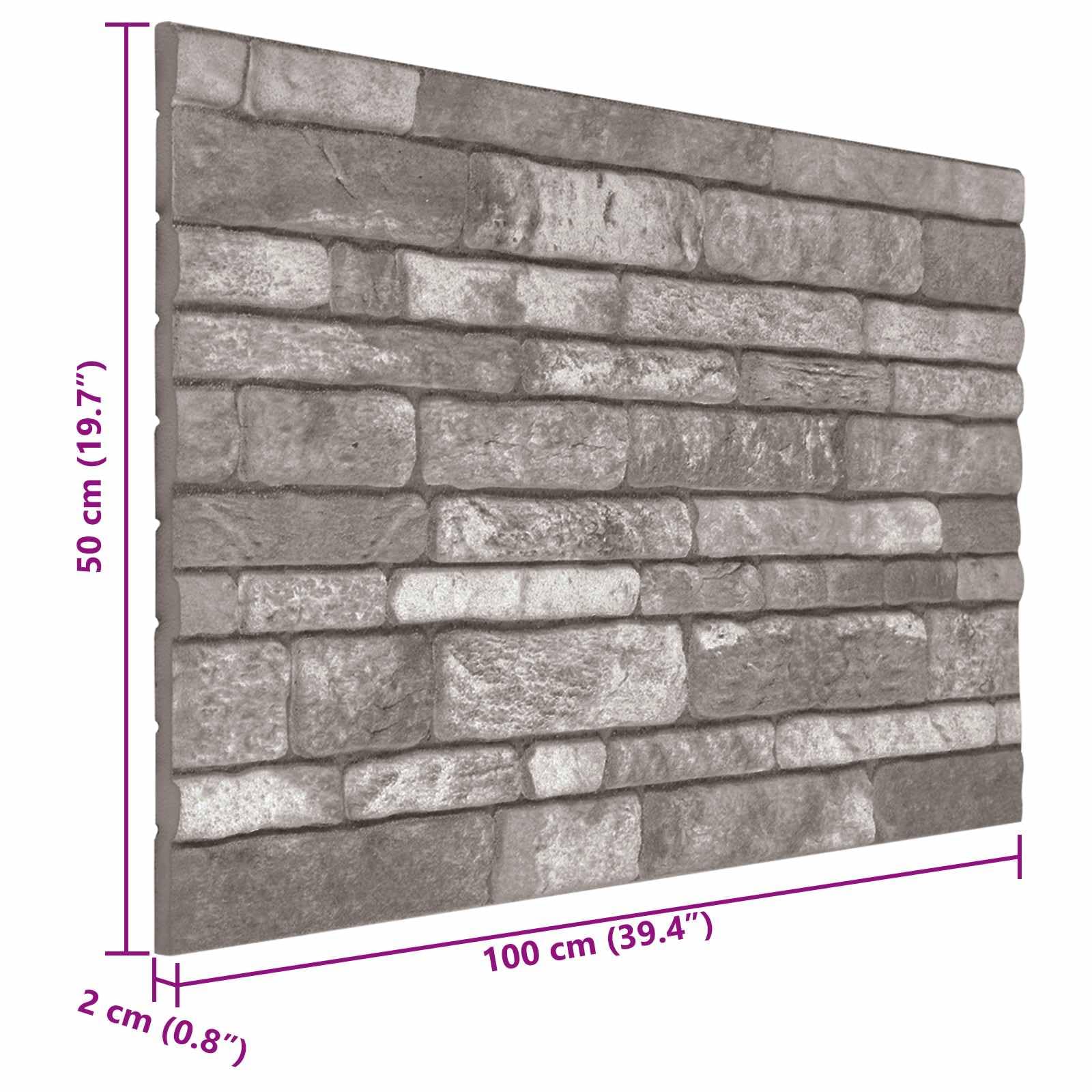 Paneles de pared, 10 unidades, color gris oscuro, 100 x 50 cm, espuma EPS