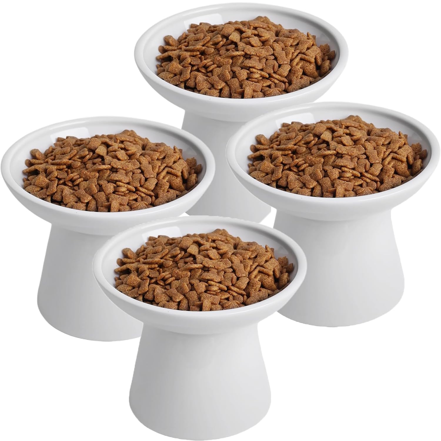 KITCHENLESTAR 6.2 Inch Extra Wide Elevated Ceramic Cat Bowls, Food and Water Bowl Set for Elder Big Cats Small Dogs, Raised Design for Pet Easy Eating