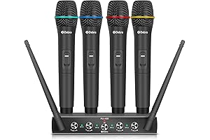 Debra Audio Pro UHF 4-Channel Wireless Microphone System for Church and Karaoke