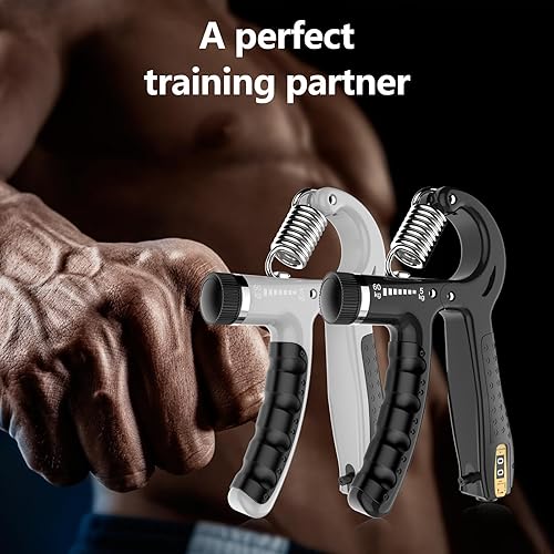 Miniatura 6 de Entrenador de fuerza de agarre, 2 piezas de ejercitador de dedos de silicona, fortalecedor de agarre de mano, resistencia ajustable de 11-132 libras