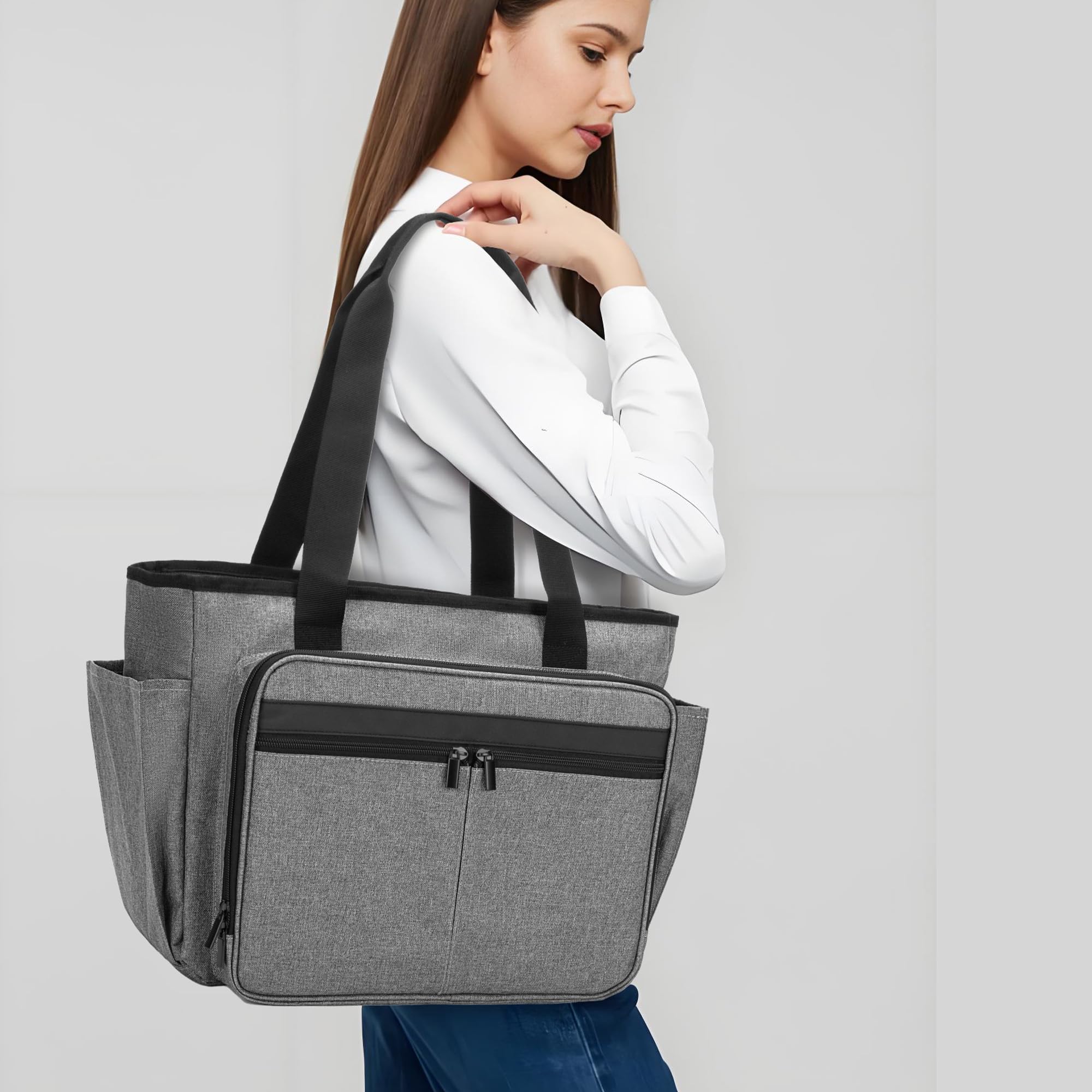 Trunab Bolso para Profesor con Bolsillo Expandible para Carpeta de Archivos, Bolso Utilitario para Enfermeras para Mujeres, Maletín para Computadora Portátil de Oficina