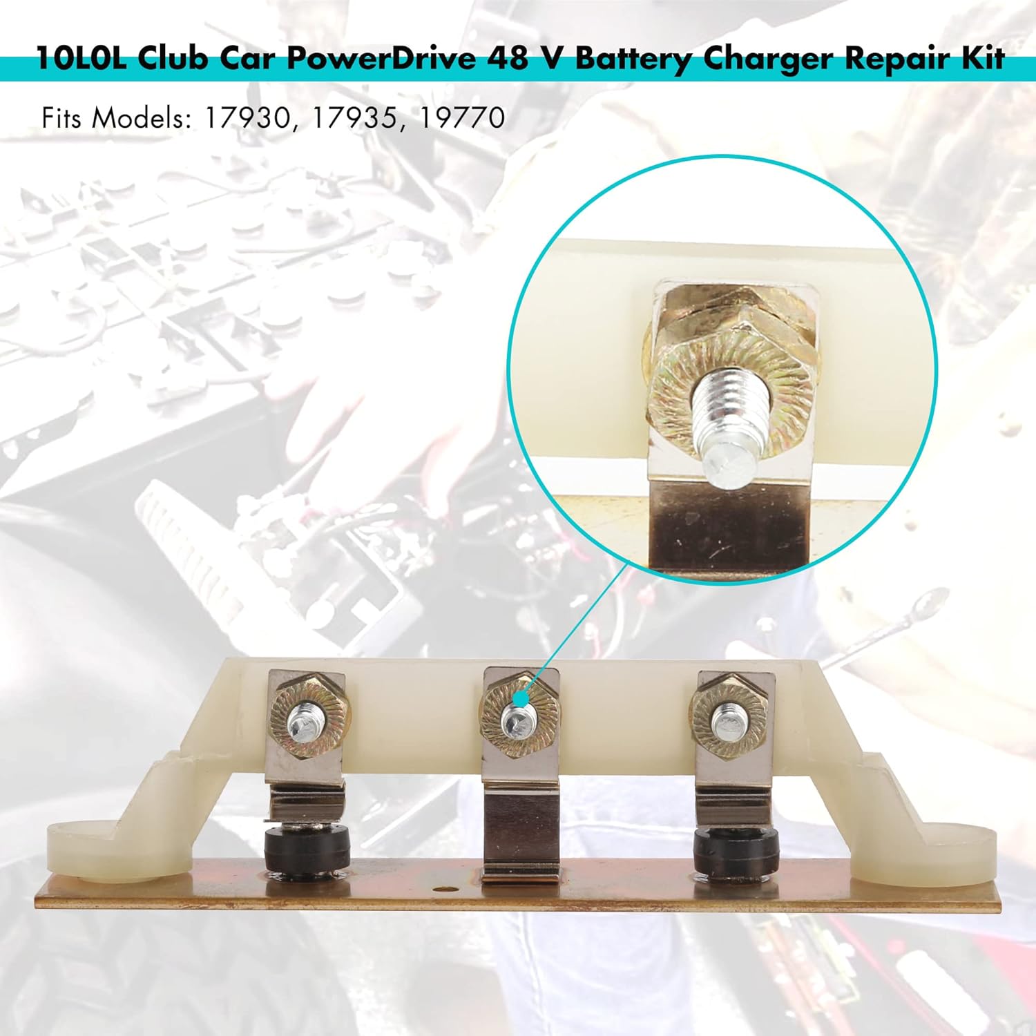 10L0L Golf Cart Battery Charger Repair Kit for 48V Club Car Powerdrive #17930, Incl. Relay, Heat Sink Assembly and Circuit Breaker, OEM# 103414901, 1015914, 101828701