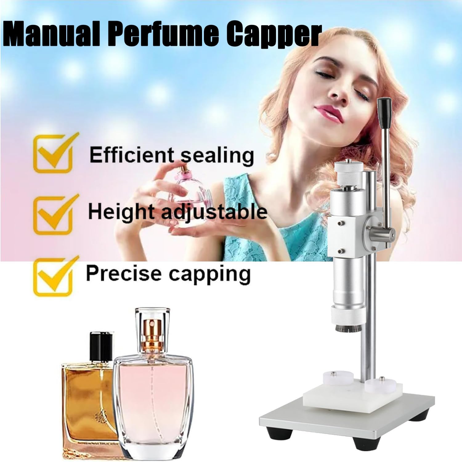 Perfume CrimperHeight Adjustable Crimping MachineStainless Press Capping MachineManual Perfume CapperPress Capping Tool20mm product thumbnail 3