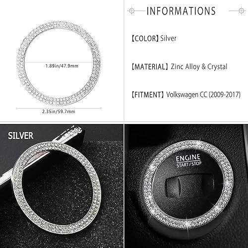 Miniatura 3 de 1797 Para Volkswagen VW CC Accesorios 2009 2010 2011 2012 2013 2014 2015 2016 2017 Joyería motor botón de arranque tapa anillo cubierta prolijo
