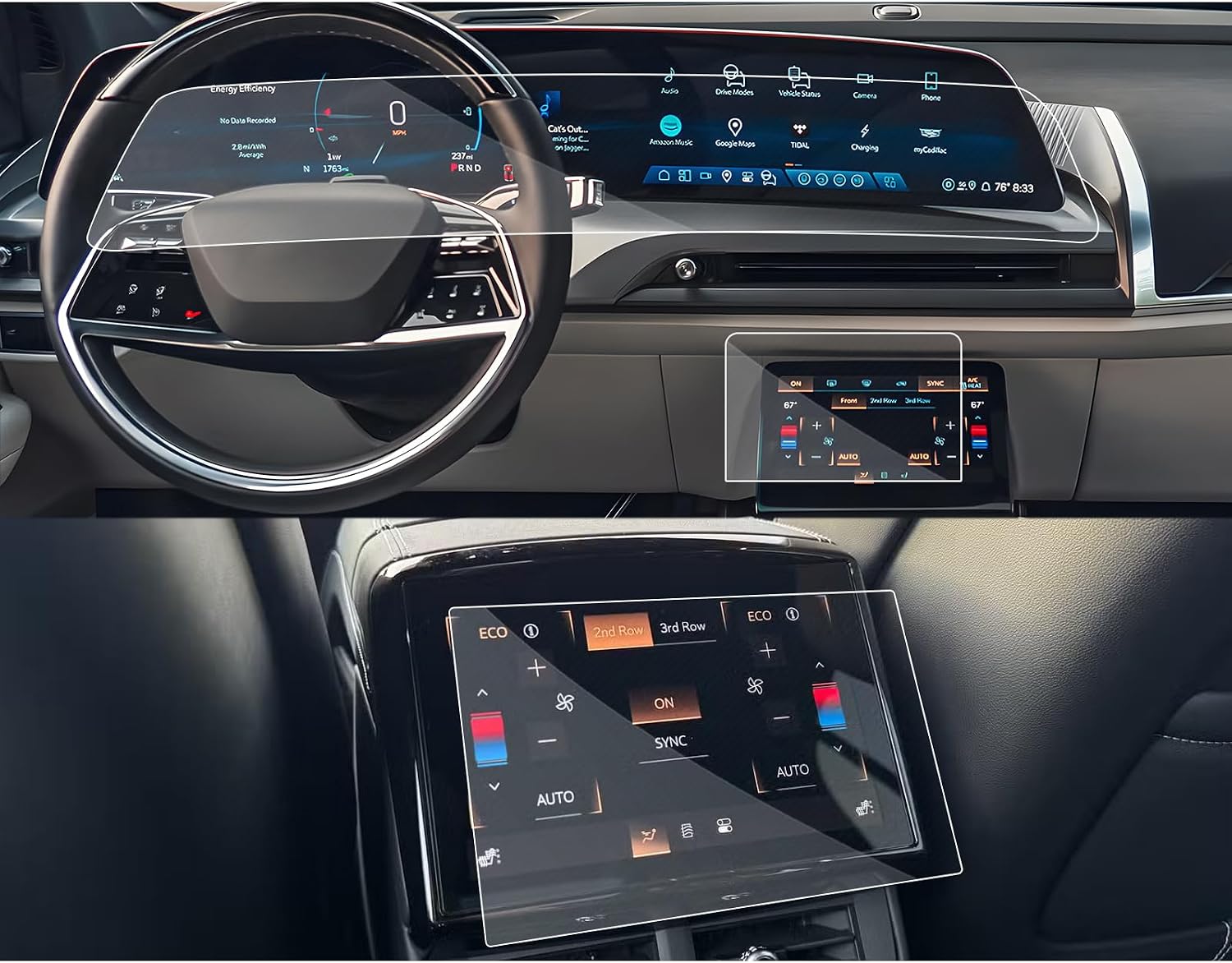 SXCY 6PCS Nano)for 2026 Cadillac Vistiq Screen Protector 33 Inch + Front Console Air Conditioning + Rear Air Conditioning Screen Protector 2026 Cadillac Vistiq Accessories Navigation Display Touchscreen Protector HD Clear