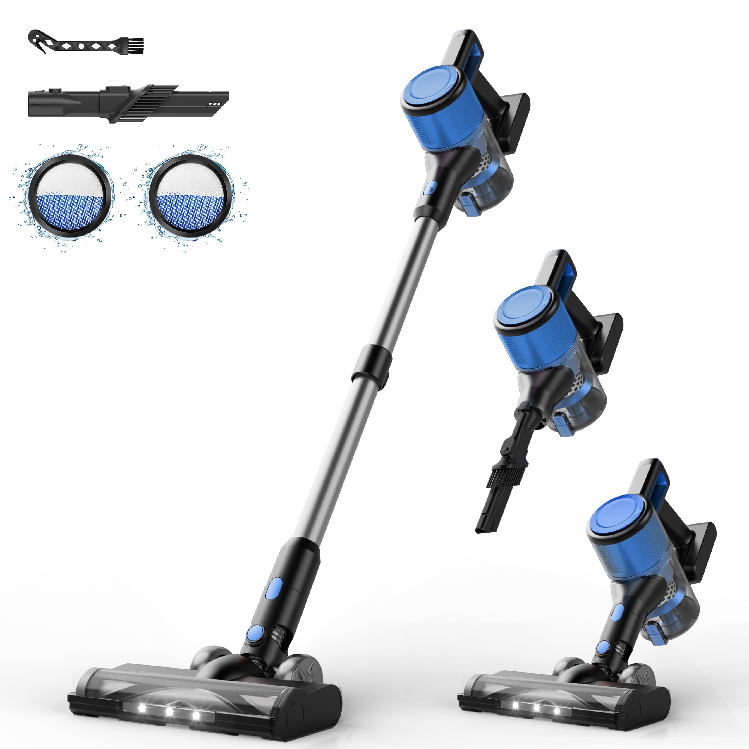 Photo 1 of **UNTESTED**
BSNAW Cordless Vacuum Cleaner for Home - Lightweight, Stick Vacuum Clean with Rechargeable Battery, Max 45Mins Runtime, 8 in 1 Handheld Vacuum for Hardfloor & Carpets Pet Hair, Blue&Black