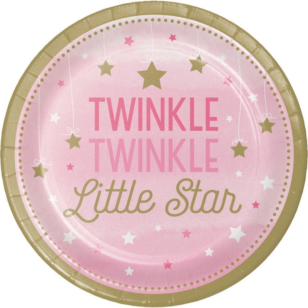 Twinkle Twinkle Little Star Pink Deluxe Party Supply Pack for 16 Guests - Large Plates, Small Plates, Napkins, Cups & Cutlery