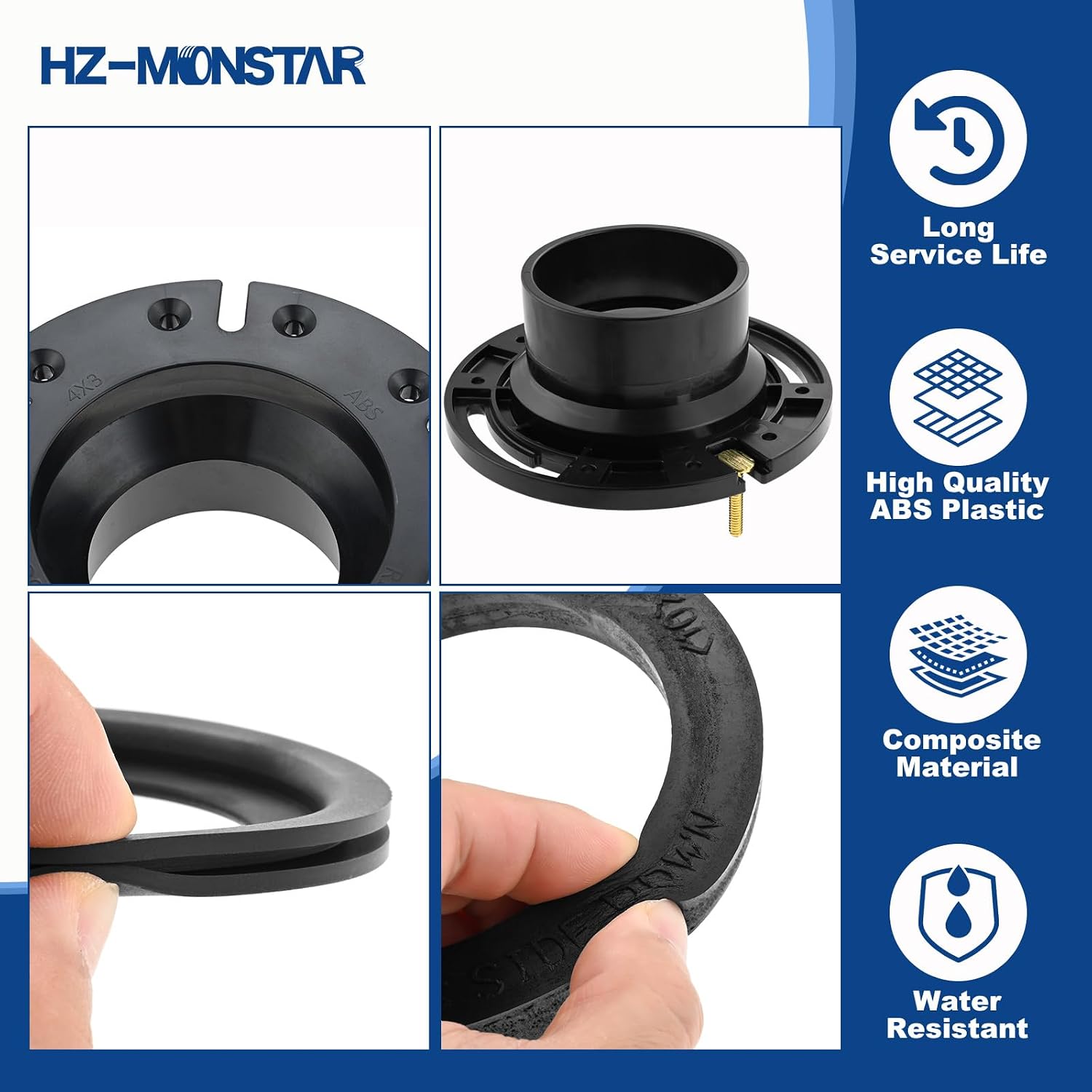 RV Toilet Seal and 3" Socket RV Toilet Flange Kit, RV Toilet Flange Seal Compatible with RV 300/310/320 Toilets Replace 385345892 Flange, 385311658 Flush Seal, 385311652 Base Seal