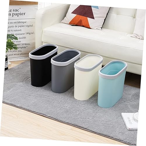 Miniatura 8 de STOBAZA Bote de basura delgado de plástico negro, pequeño bote de basura debajo del fregadero, organizador de basura, cubo de basura con tapa, placa