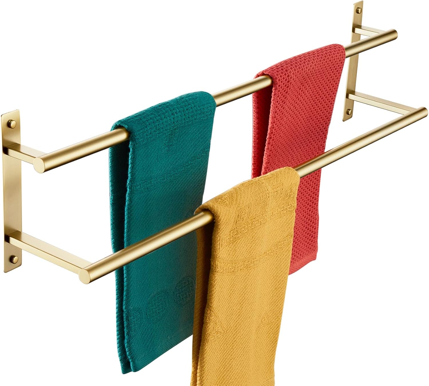 KOKOSIRI 32 Inch Bathroom Towel Racks Double Towel Bar Bath Towel Holder Towel Hanger Towel Shelf Wall Mount Stainless Steel Brushed Gold B5010BG-L32