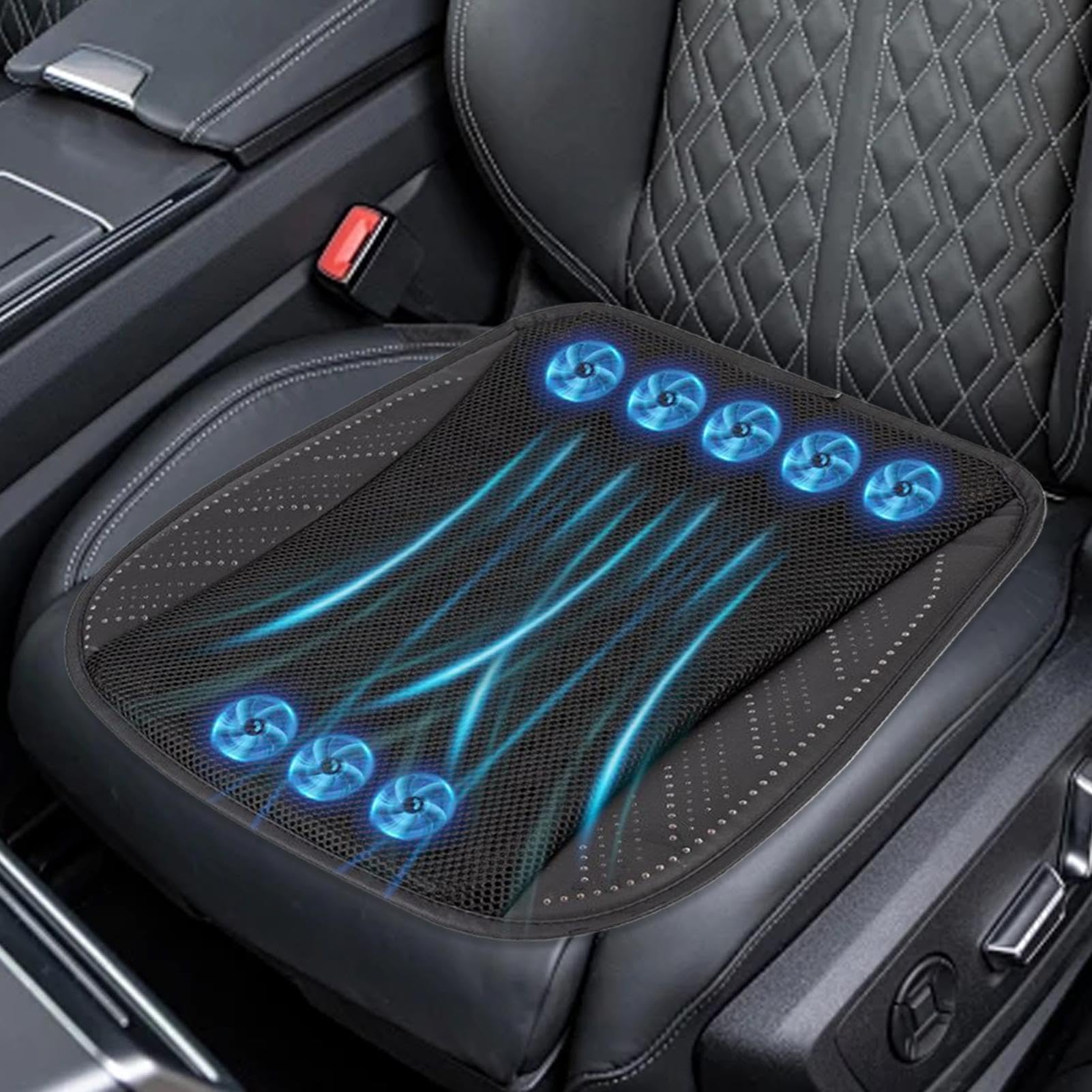 Almohadilla Refrescante Para Asiento De Coche Cojín De Asiento Para Coche | Con Ajuste De Flujo De Aire 3 Velocidades Para Conductor Camión Ancianos Silla De Ruedas