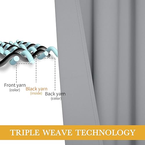 Miniatura 170 de RYB HOME Juego de 2 paneles de cortinas opacas grises de 63 pulgadas de largo, cortinas sólidas resistentes para oscurecer la habitación