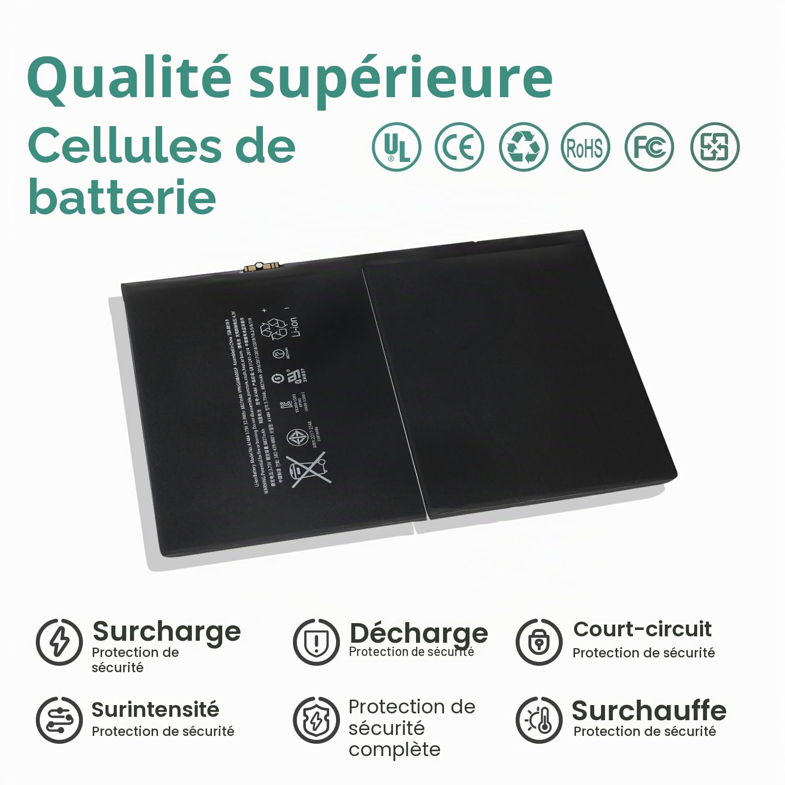 K KYUER A1484 Tablet Batterie pour iPad 5 6 7 8 9 Gen Air 1 2013
