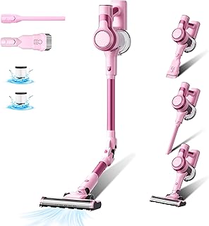Stanew Aspiradora sin Cable, 33Kpa Escoba aspiradora sin Cable, 320W Aspirador Escoba sin Cable, 40 Minutos de Funcionamiento, LED, para alfombras de Pelo de Mascota, Coches, sofás, etc(Rosa)