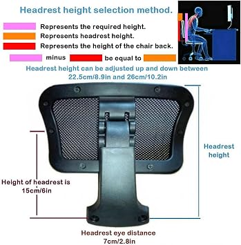 SONLED Universal Adjustable Height Upholstered Headrest with Long and Short Screw Accessories for Chair Headrest, Pillow Mesh Chair Ergonomic High Swivel Executive Chair Black 2.2cm/0.86in