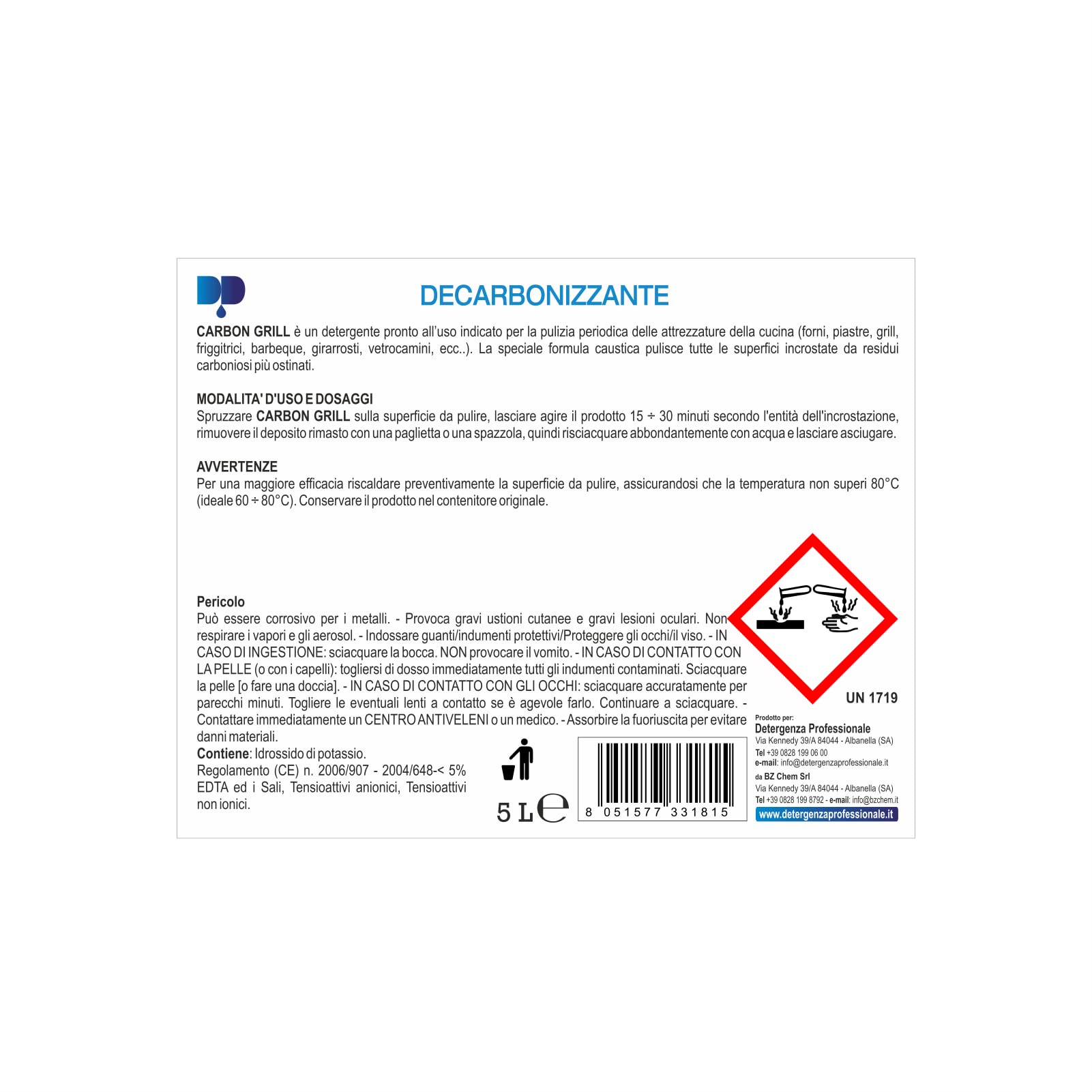 DECARBONIZZANTE Carbon Grill - pz. 1 da 5 L