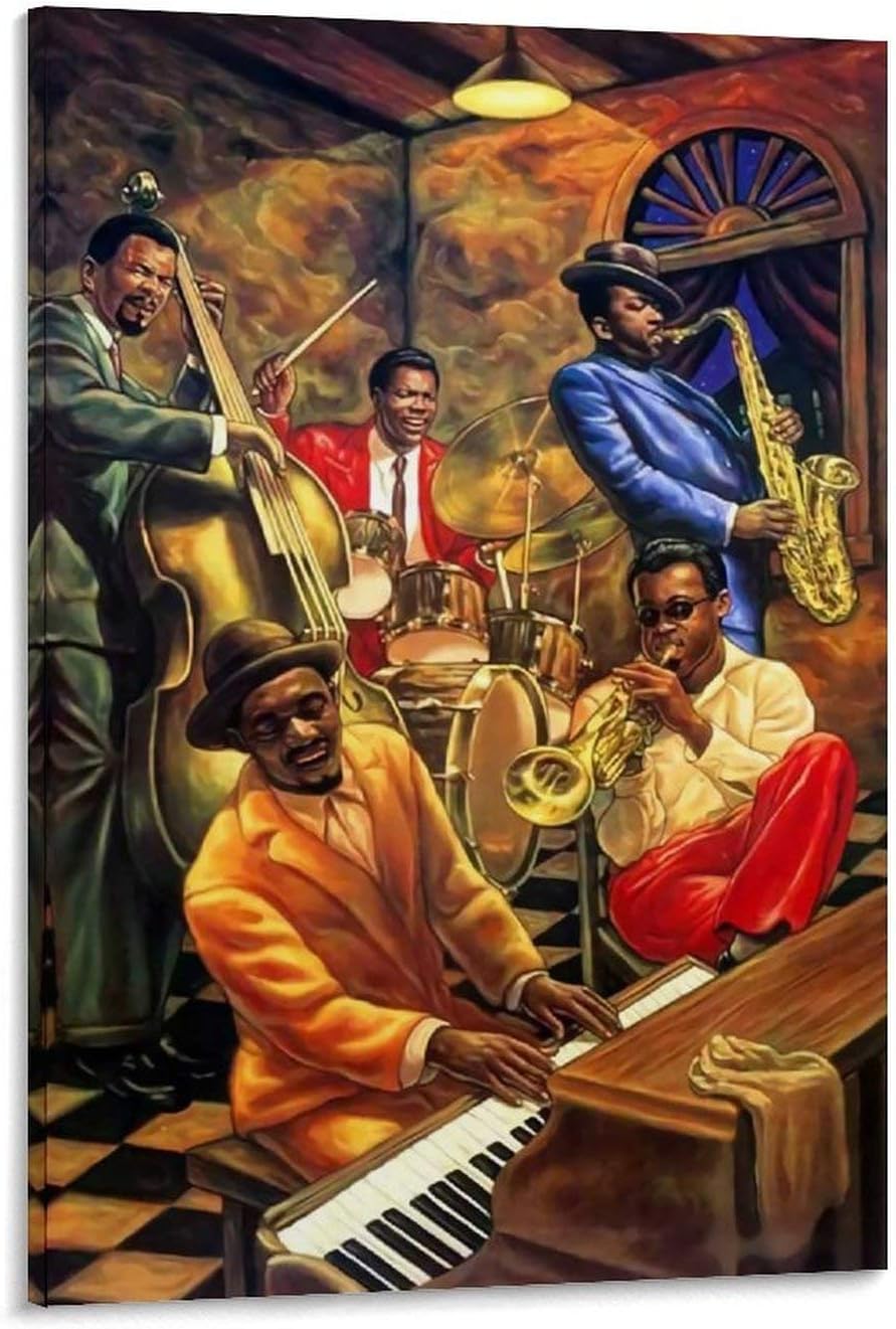 Cool Jazz by African American Musicians Art Poster Office living room bedroom Decorative Art Poster（metal frame） 24x36inch(60x90cm)