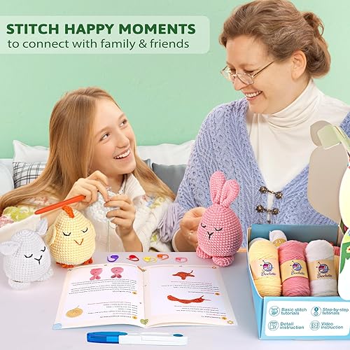 Miniatura 5 de Crochetta Kit de ganchillo para principiantes, kit de inicio de ganchillo con tutoriales en video paso a paso, suministros de tejer de ganchillo