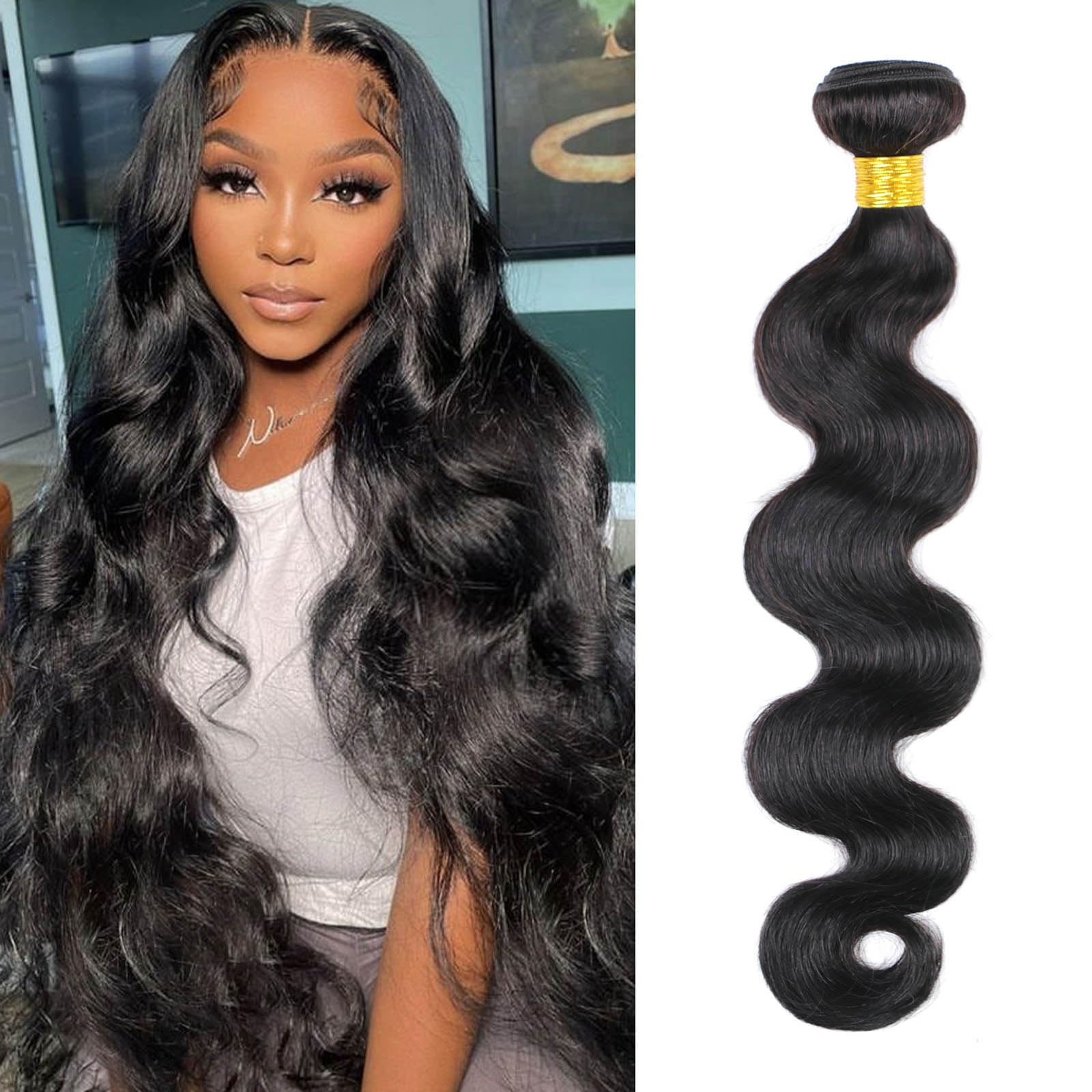 Body Wave Bundles Human Hair 28 Inch 10A Grade Human Hair Bundles Body Wave 1 Bundle 100% Unprocessed Brazilian Virgin Hair Extensions
