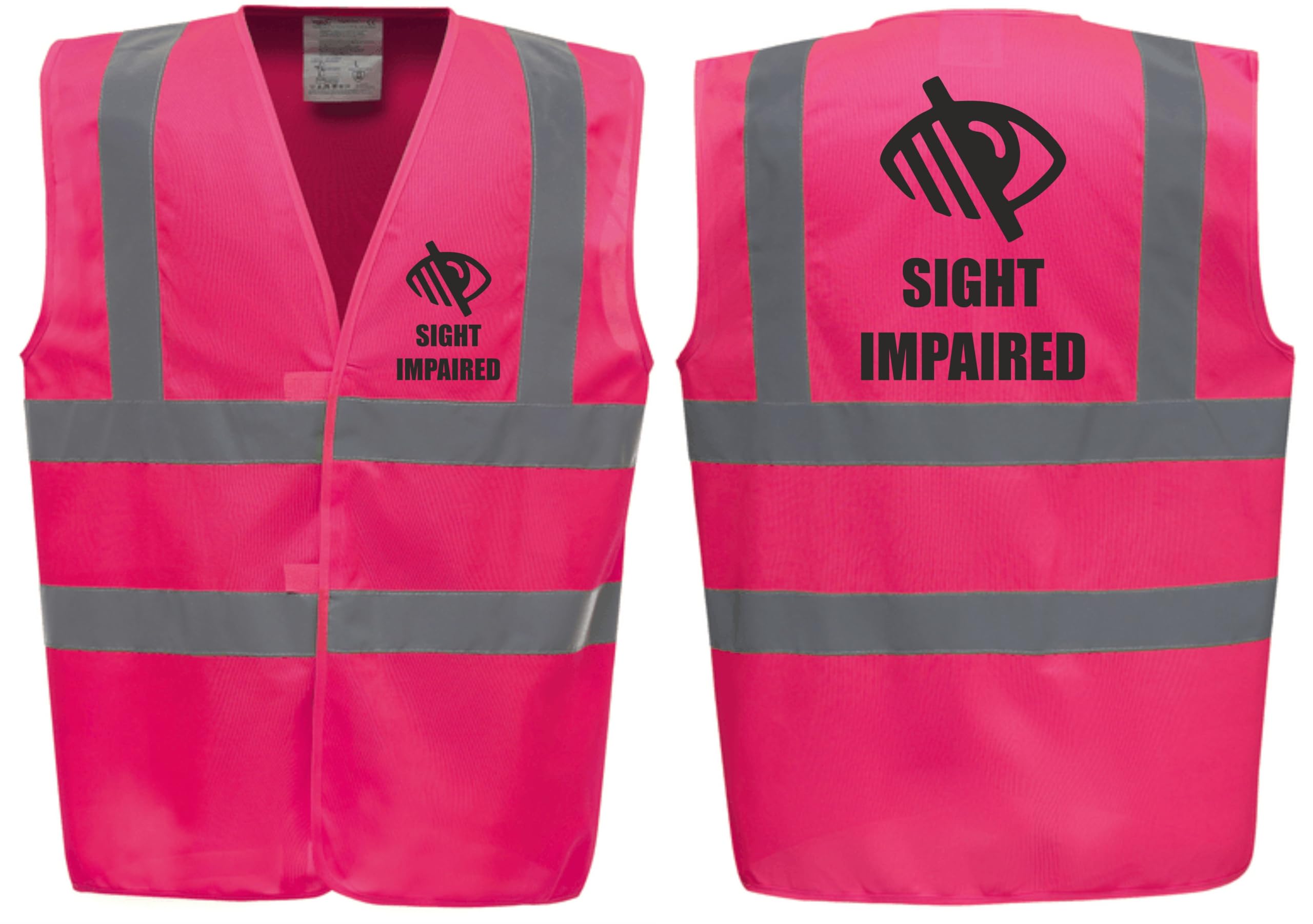 Brook Hi Vis Premium Safety Vest – Sight Impaired Logo Printed Front & Back, High Visibility Vest for Blind Awareness, Available in 14 Colours (Pink, 3XL)