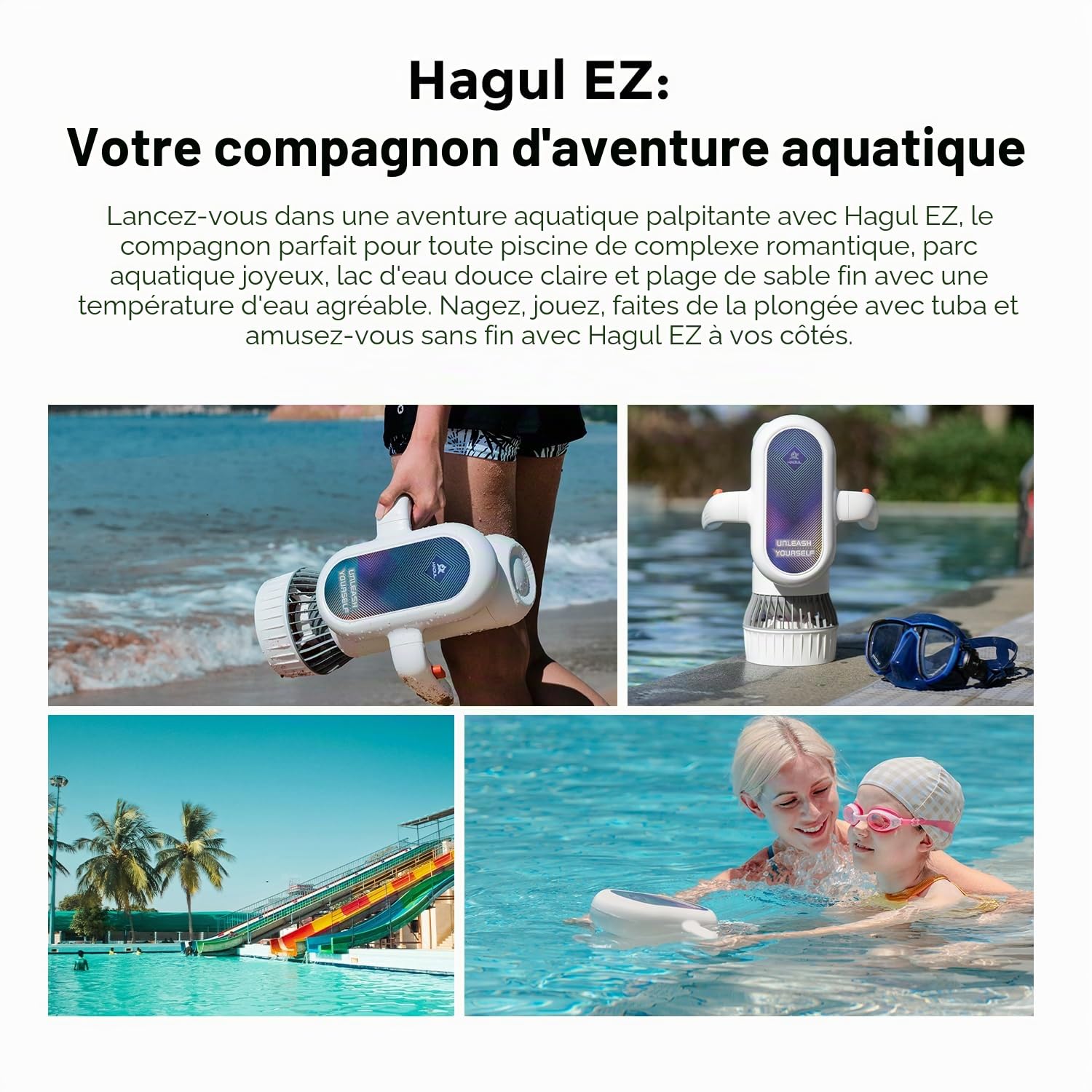 Hagul Trottinette sous-marine 50 minutes étanche 15 m 2 vitesses piscine enfants