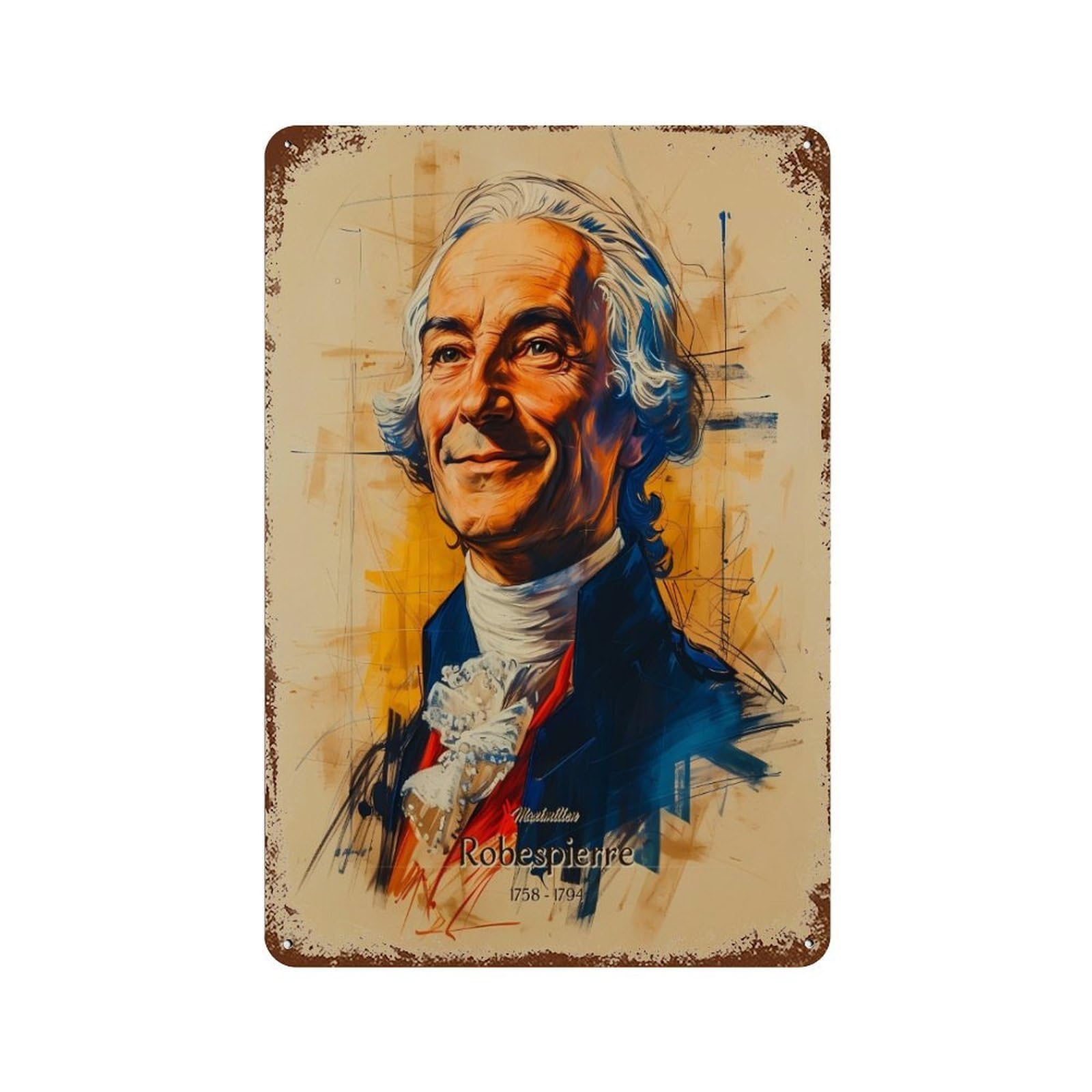 xiaoxiaoshen History Maximilien Robespierre Wall Decor Art Metal Tin Poster Modern Home Decor Art Home Bar Shop Decorations Vintage Sign 30x20cm