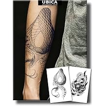 Semi Permanent Tattoo 2 Sheets, Black Snake & Flower Tattoos Stickers for Women, Large Realistic Temporary Floral Tattoos for Hand Leg Arm, Waterproof and Non-Reflective, Last 1-2 Weeks