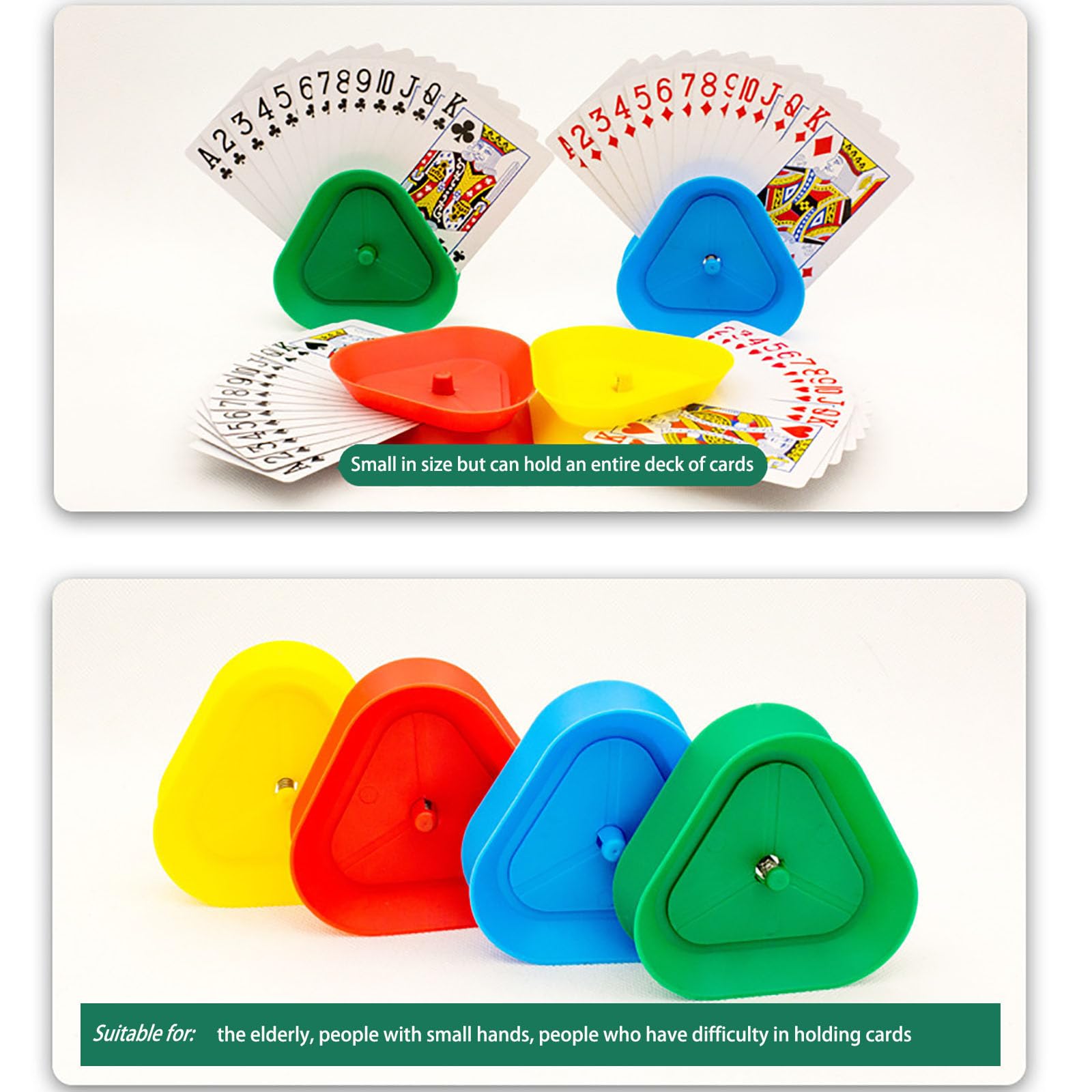 Jidyllic Playing Card Holder,4 Pcs Stand Game Card Stand Holder Plastic Suitable for Little 4 Colours Triangle Standing Poker Holder Stands - Image 4