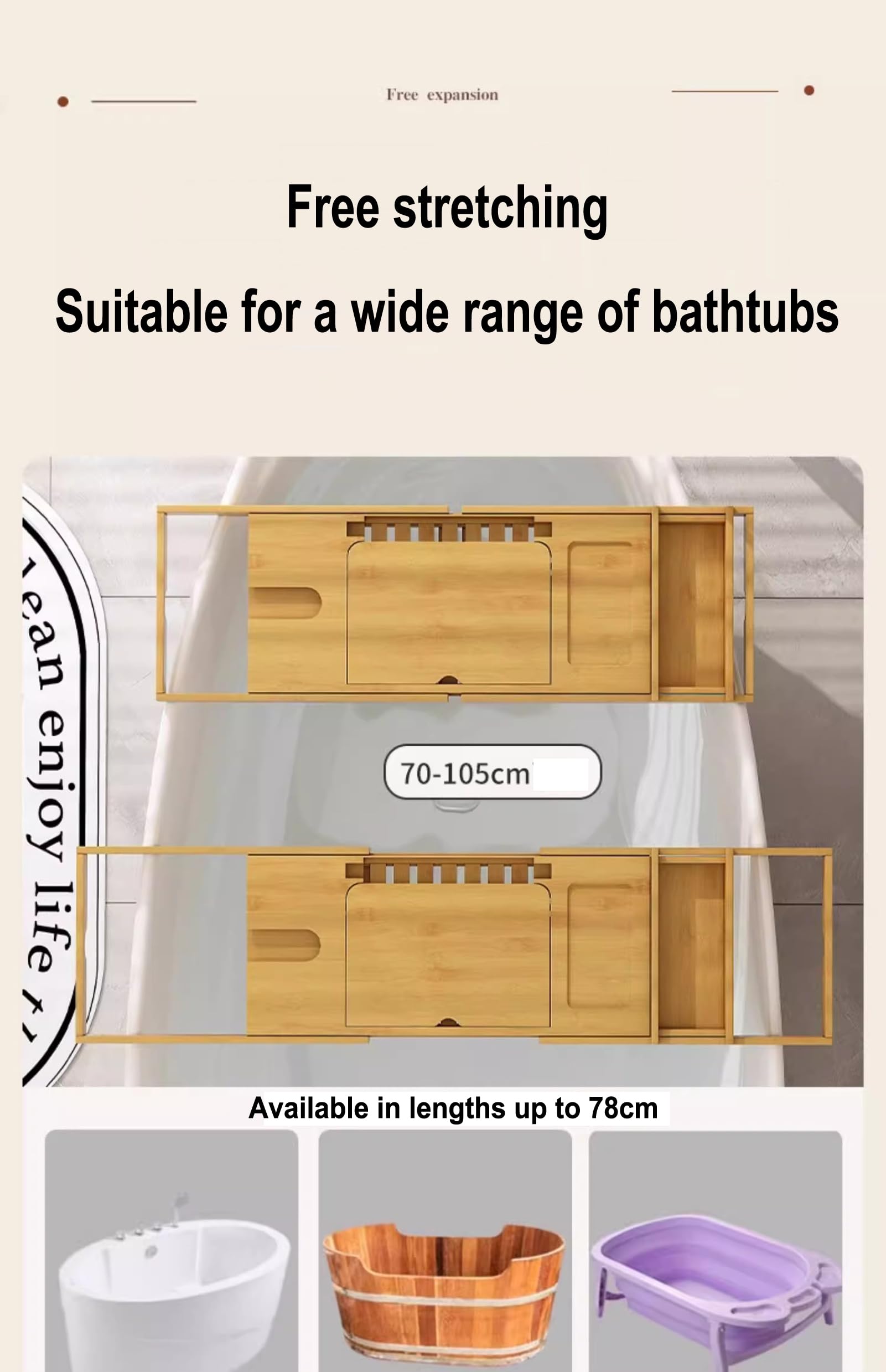 Badewannenablage aus Bambus, Badekugel-Aufbewahrung, Badewannenablage, Badewannenablage, Brückenregal, Spa-Brett, luxuriöser Badezimmer-Badewannentisch, rutschfest, für Kerzenhandtücher, Büc