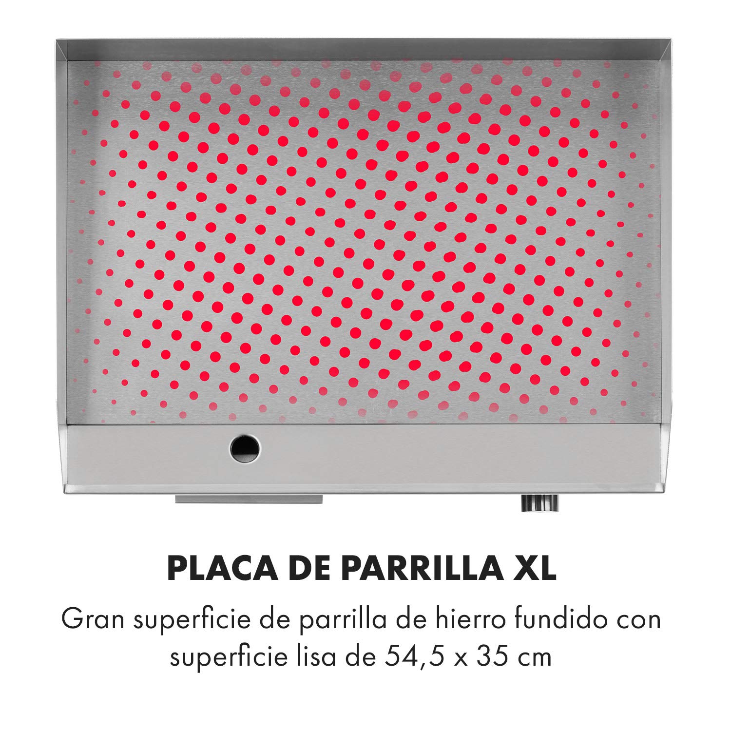 Klarstein Plancha Cocina Eléctrica Profesional l Barbacoa Acero Inoxidable 54,5 x 35 cm, Temperatura 50-300 °C, 3000W l con Bandeja Recoge Grasa, Antisalpicaduras