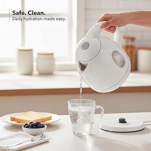 Miniatura 8 de OVENTE KP72W - Hervidor eléctrico de 0.45 g (1.7 litros), calentador de agua inalámbrico de ebullición rápida sin bisfenol A (BPA), apagado