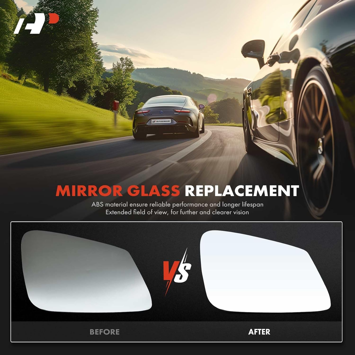 A-Premium Right Passenger Side Heated Mirror Glass with Backing Plate - Compatible with BMW 320i, 328d, 328d xDrive, 328i, 328i GT xDrive, 328i xDrive, 330e, 330i, 330i GT xDrive, 428i Gran Coupe
