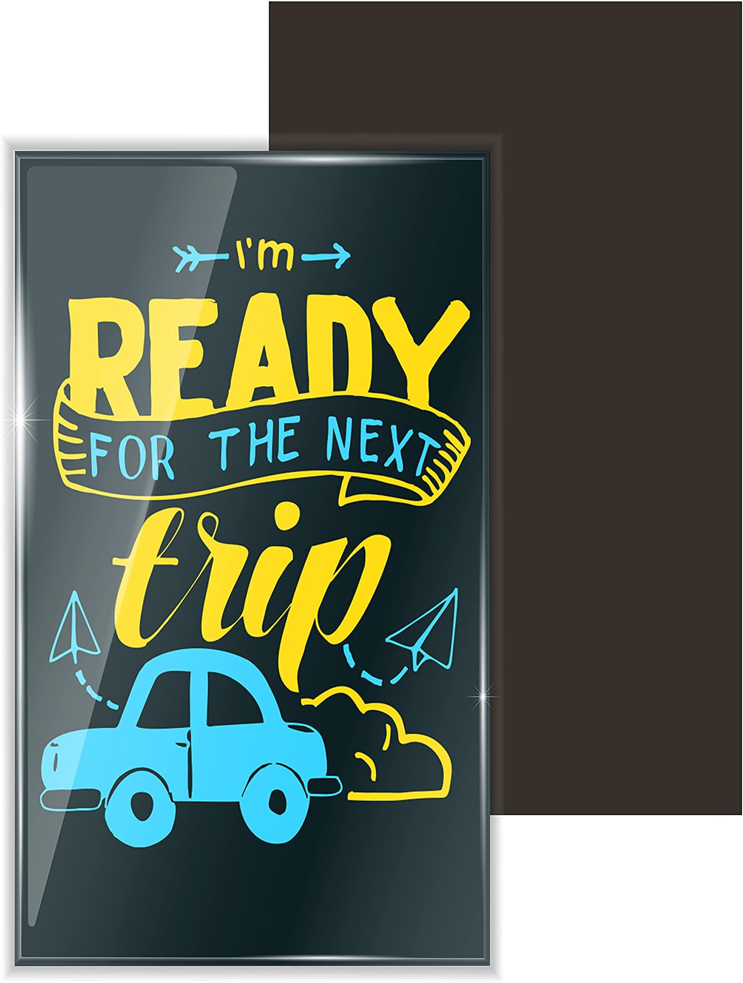 dhcrafts Fridge Magnet Rectangle Acrylic Glass (8.6 x 5.4 cm) Black Color Travel I'm Ready for The Next Trip Design Pack of 1