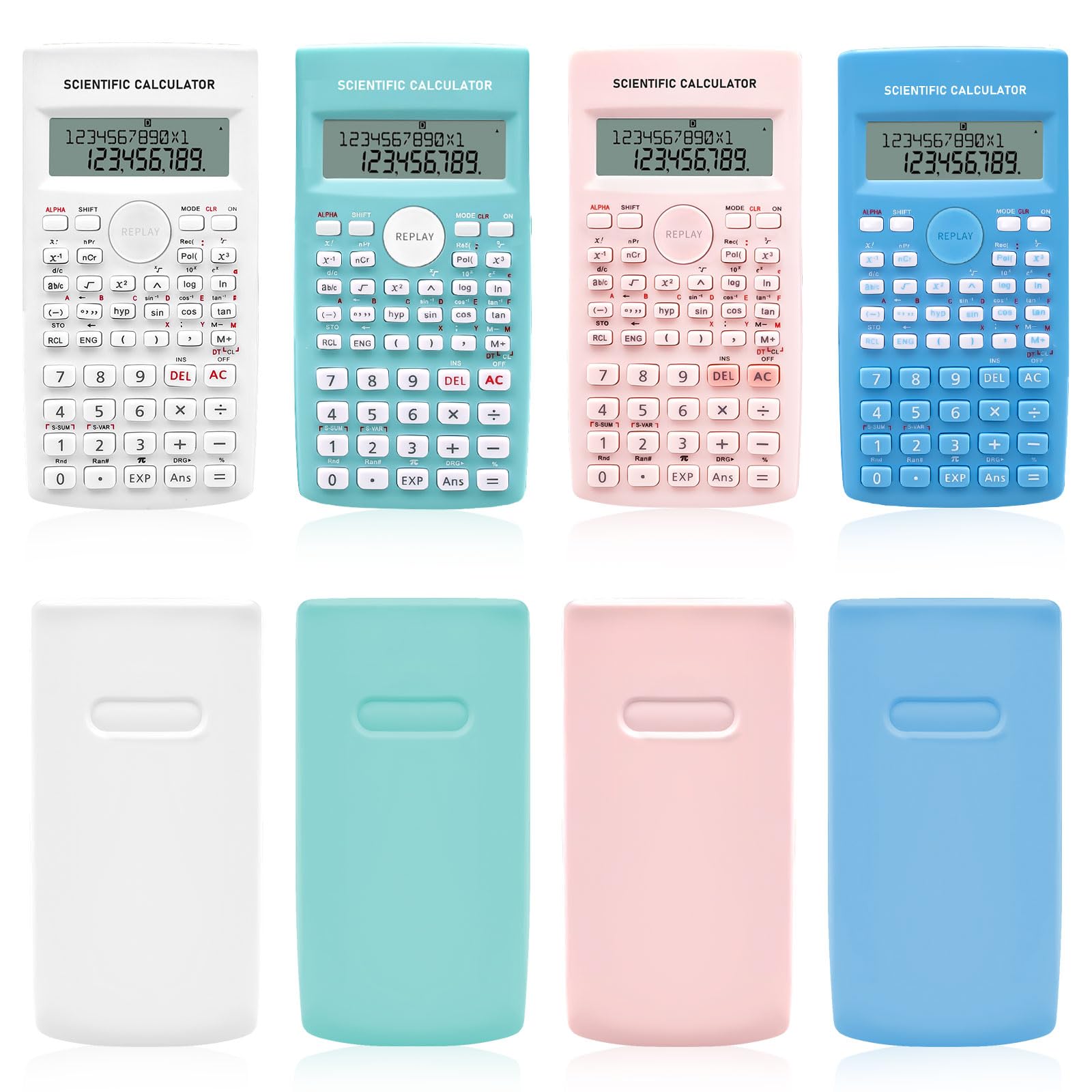8 Pack 2-Line Engineering Scientific Calculators, 4 Colours
