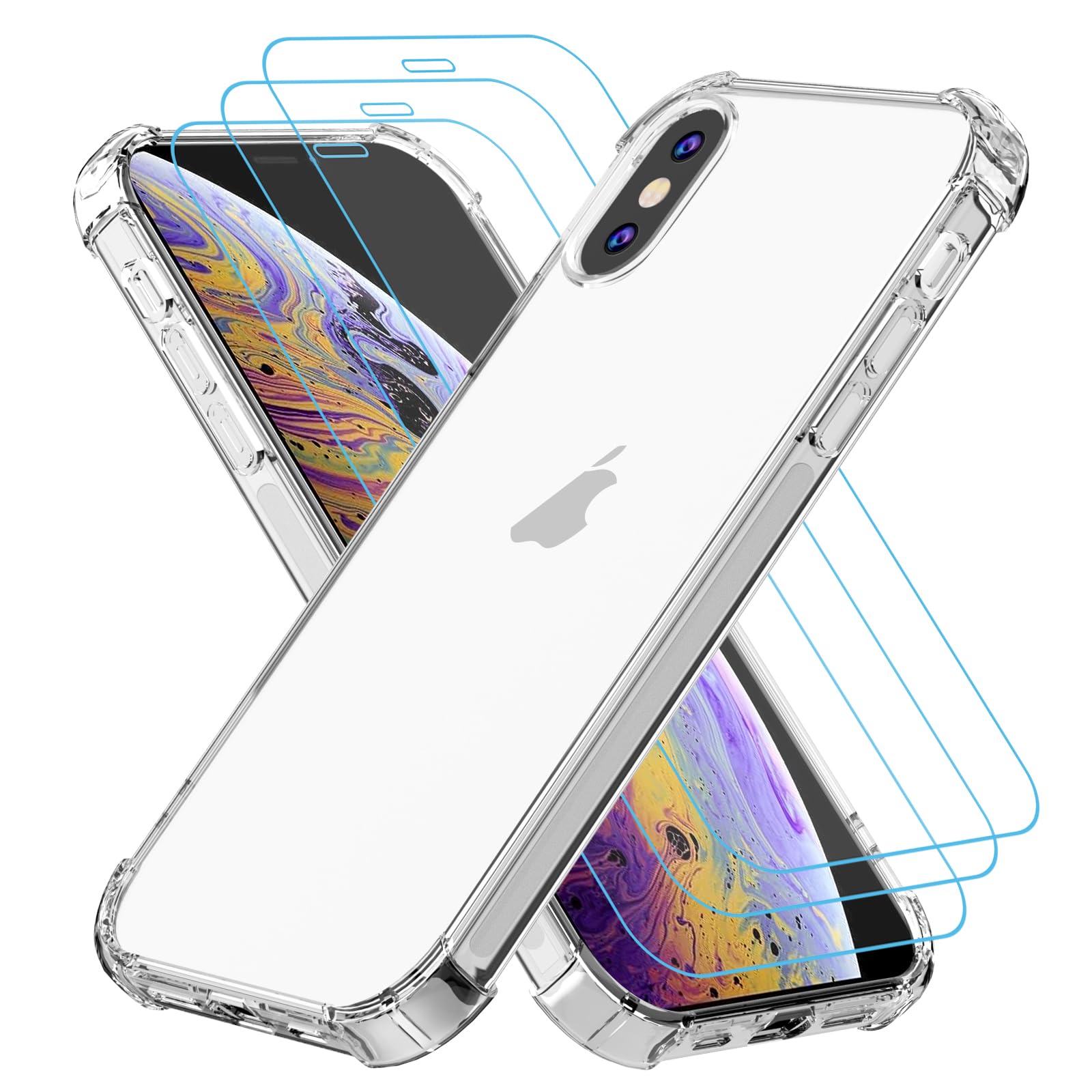 Totill Cover Trasparente Per IPhone X/Xs Con 3 Pellicole In Vetro Temperato 9H + Angoli Rinforzati - 4