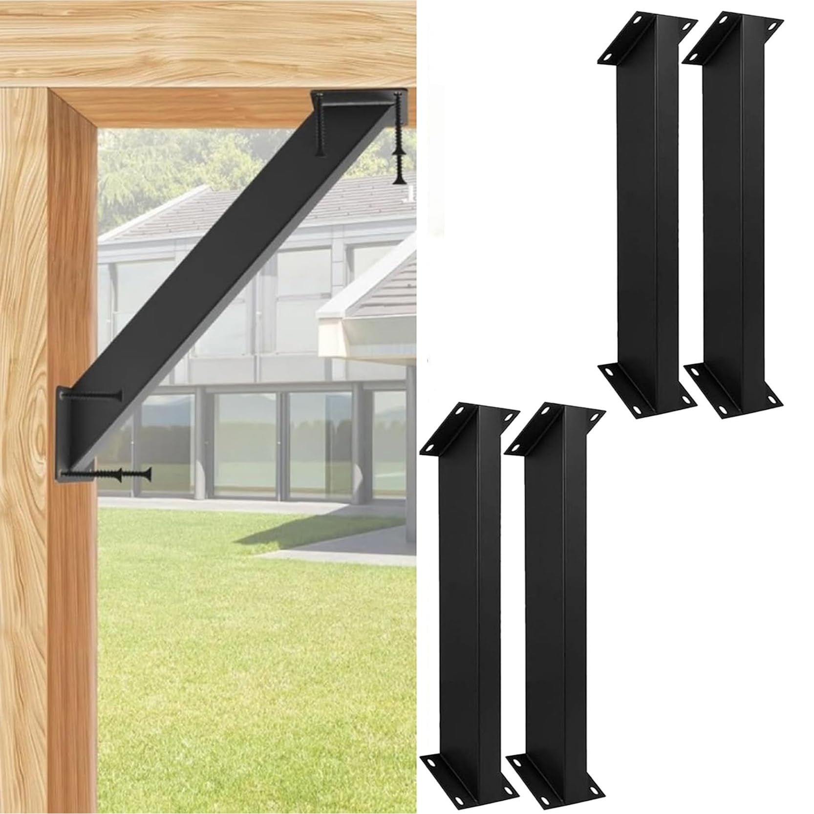 LQSYBHD 45 Degree Angle Support Bracket Pergola Kit Heavy Duty Connector Brace Bracket Kit Angle Corner Braces Inside Joint for wooden posts and beams office ledge pergola(Size:4pcs)