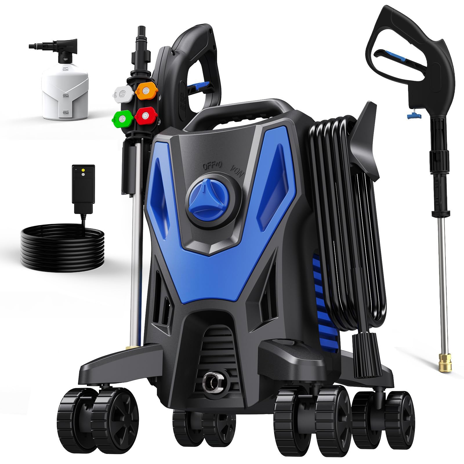 Zelonpro 5000PSI PowerWasher with 4 Quick Connect Nozzles, Foam Cannon for Car, Lane, Patio Cleaning