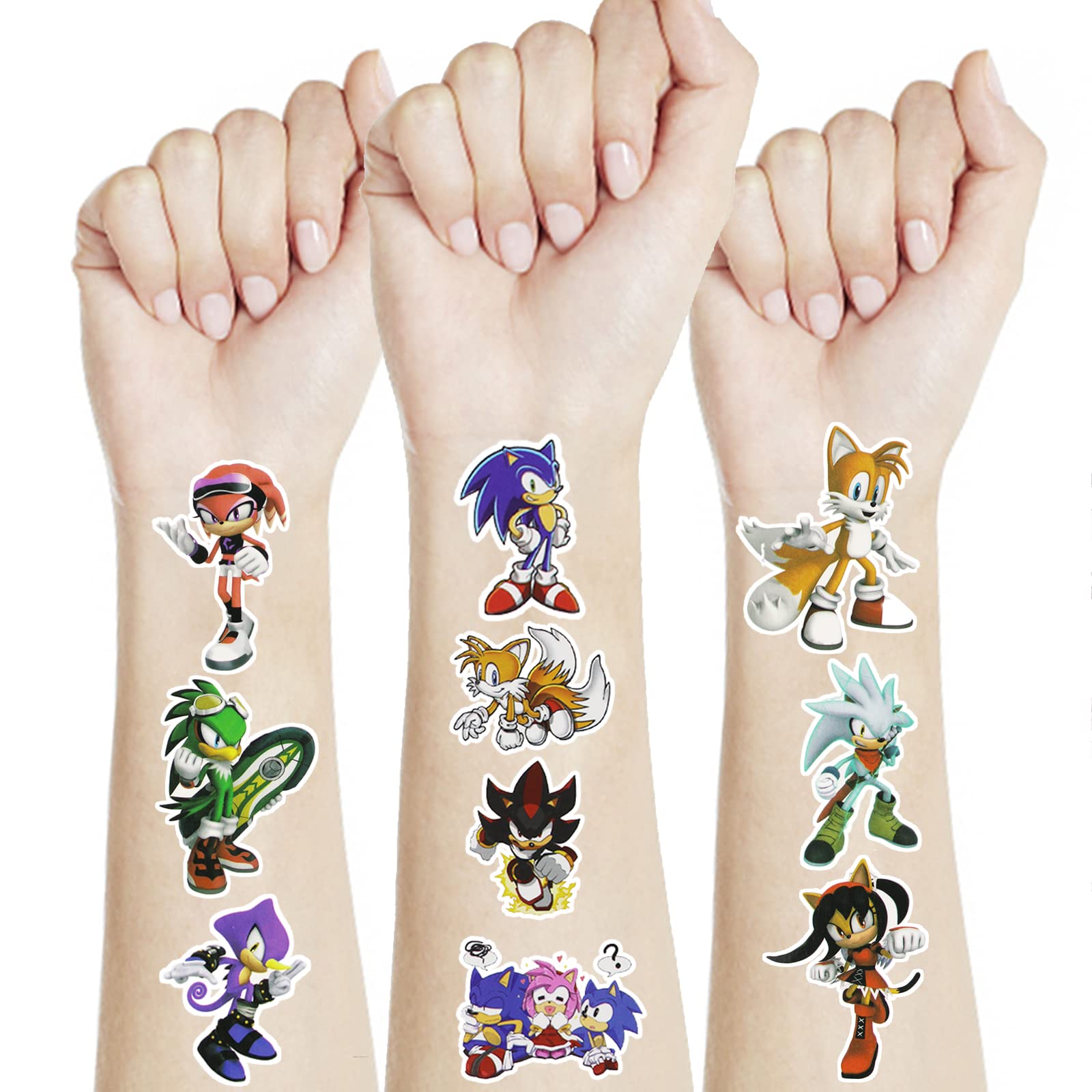 Sonic Tattoos Stickers for Kids,20 Sheets Sonic Birthday Decorations Anime Game Theme Party Favors and Birthday Supplies Decorations for Classroom School Rewards Carnival Christmas Prizes for Boys Girls