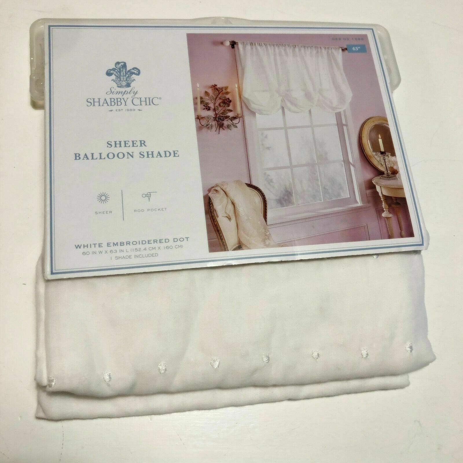 Simply Shabby Chic Embroidered Batiste Balloon Window Valance- OFF White (60x63")