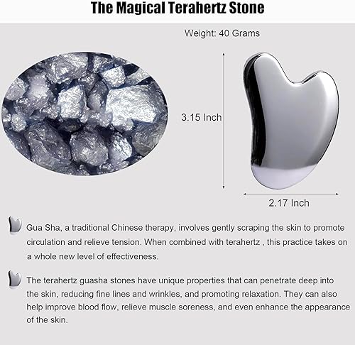 Miniatura 3 de InfiniteRelax Terahertz Gua Sha Herramientas faciales, herramienta Guasha para cara y cuerpo, herramientas de masajeador Gua Sha para reducir la