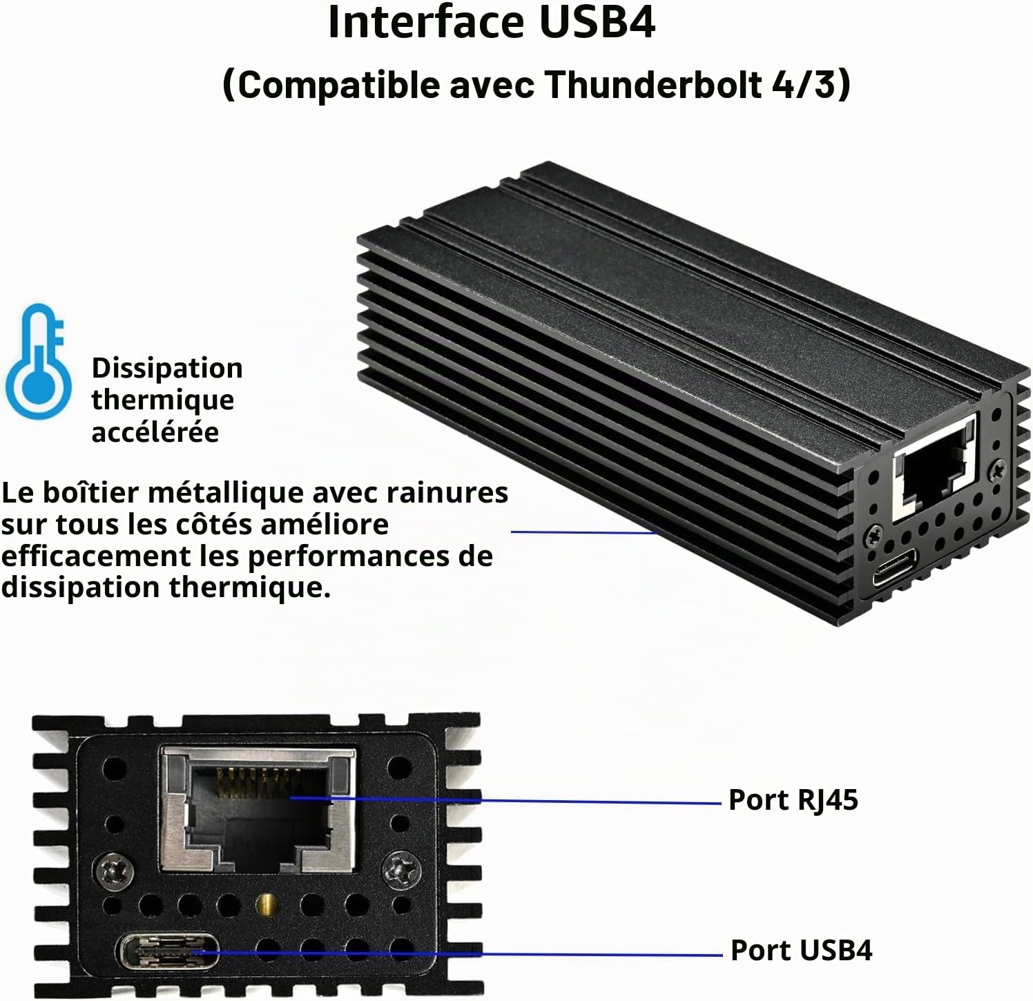 IO Crest Adaptateur Ethernet USB 4.0 Type C 10G, pour connexions réseau Haute Vitesse, Port RJ45 Compatible avec 10 GB/s, 5 GB/s, 2,5 GB/s, 1 Gbit/s et 100 MB/s Base-T